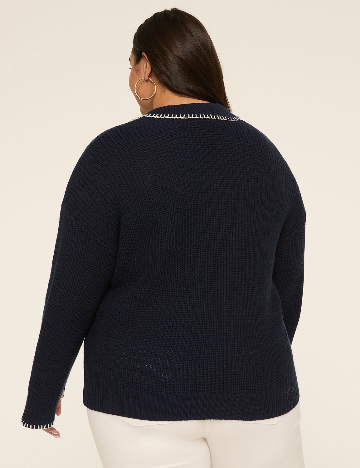 Bracelet Sleeve Tie Polo Sweater