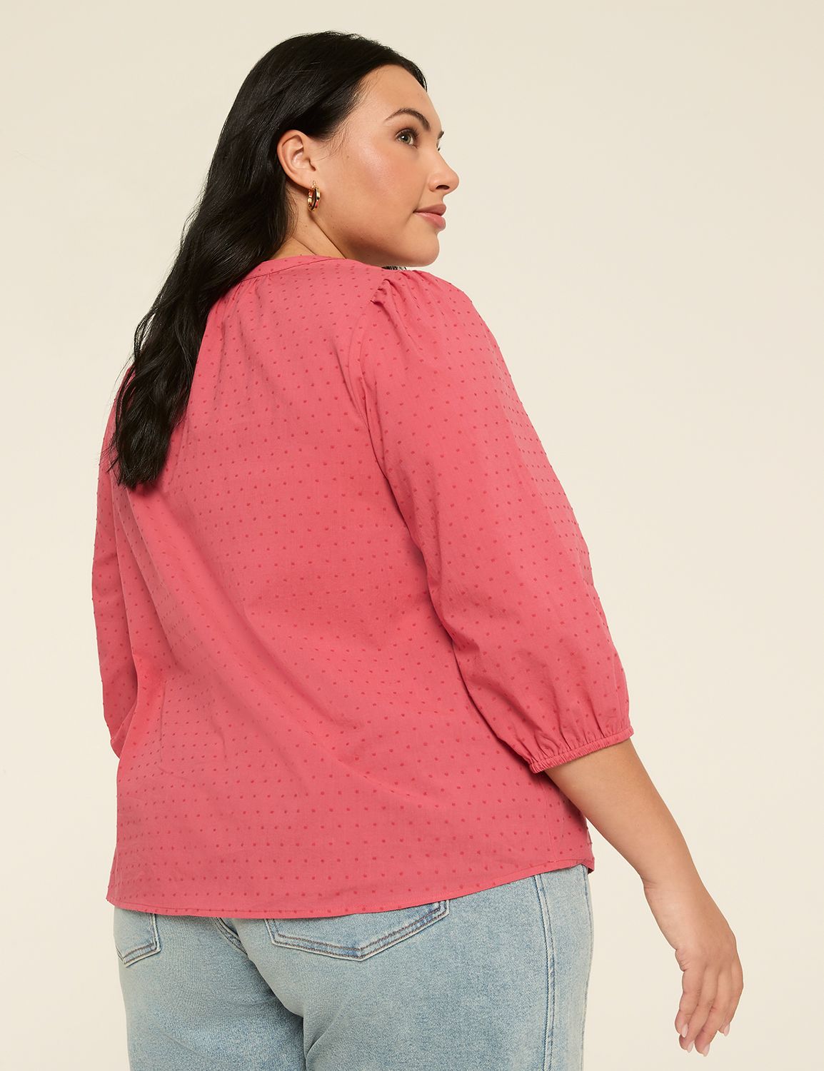 3/4-Sleeve Popover Blouse