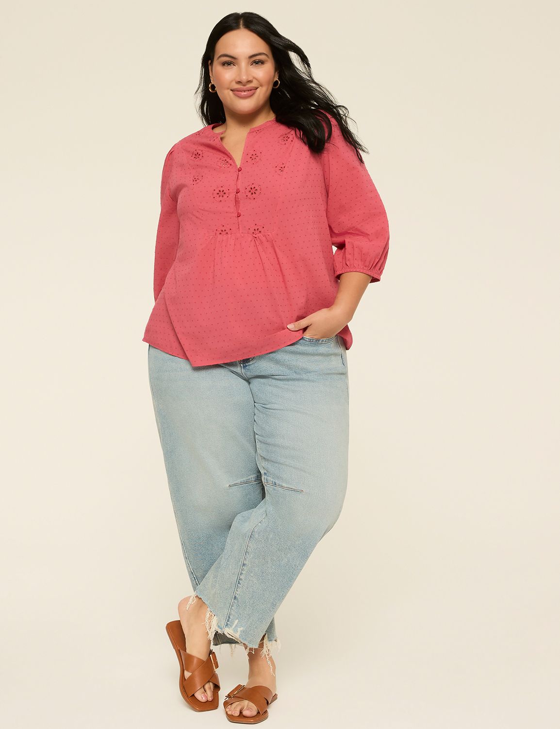 Classic 3/4 Sleeve Notch Neck Popov Product Image 3