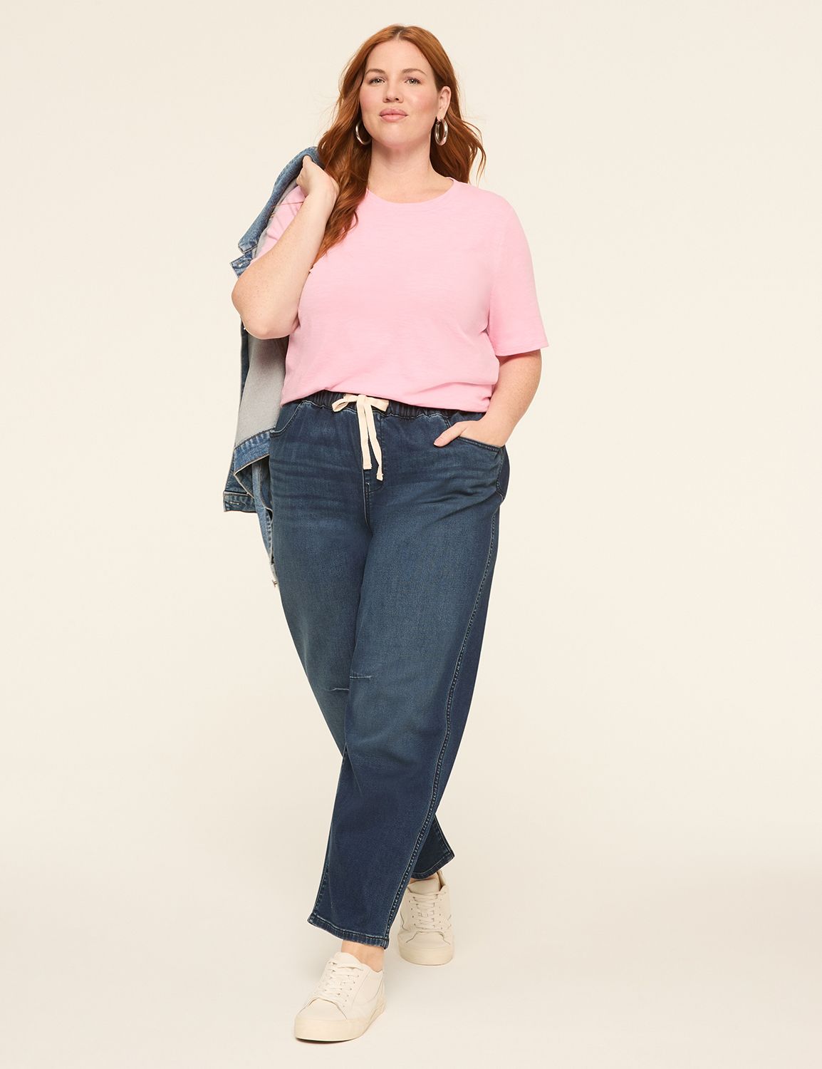 MID RISE BARREL CLOUD KNIT DENIM - Product Image 3