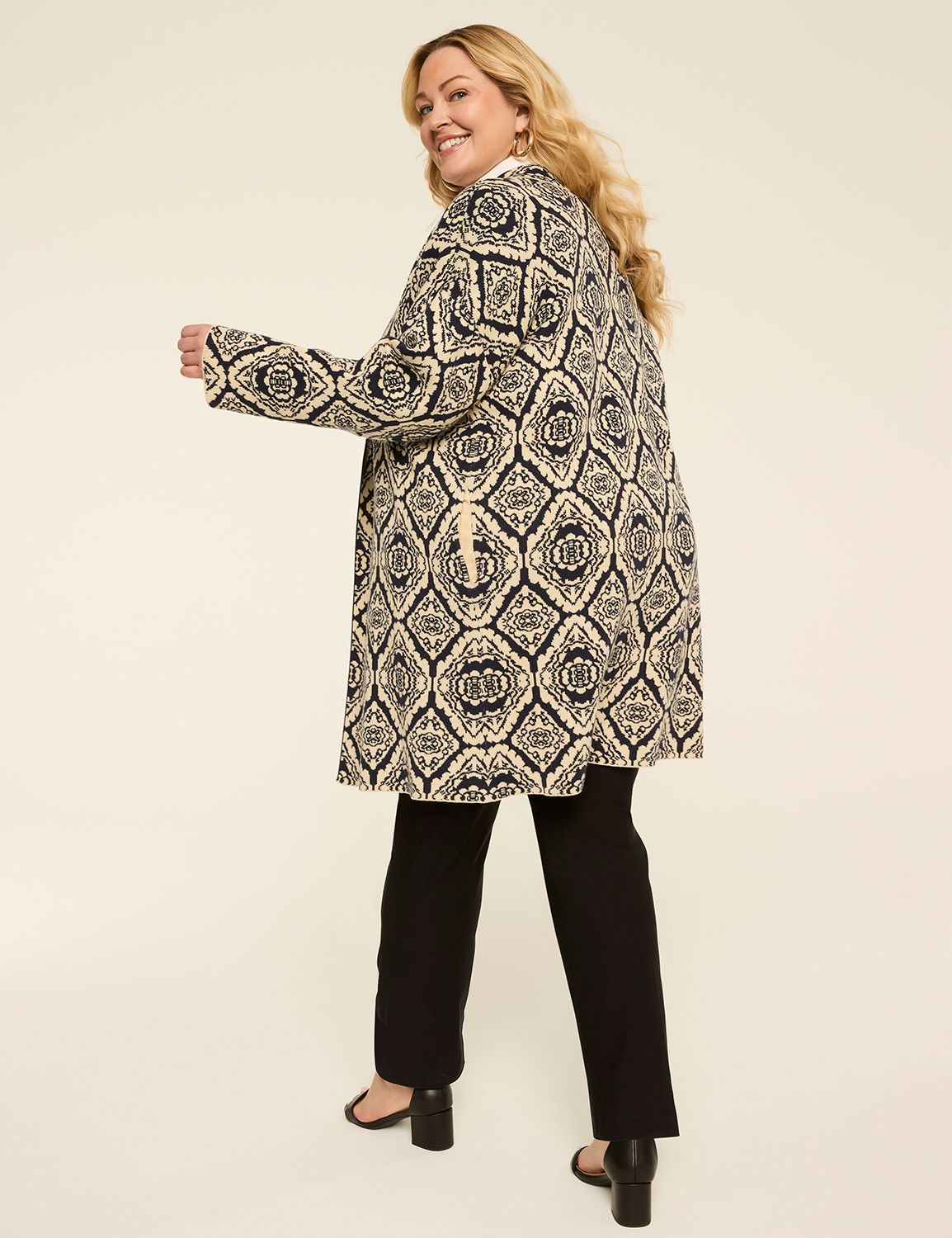 Long-Sleeve Notch Collar Coatigan