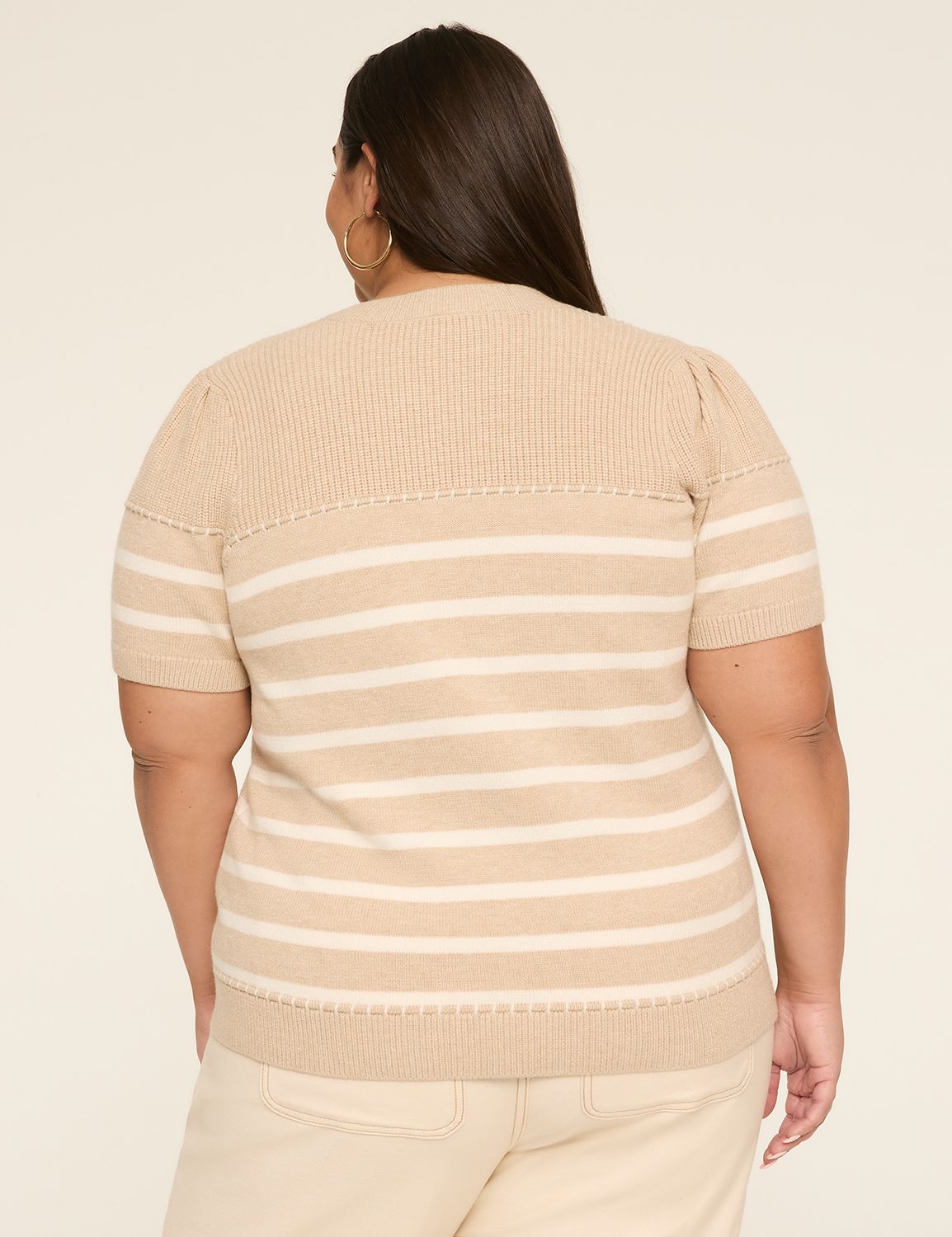 Elbow Sleeve Round Neck Sweater