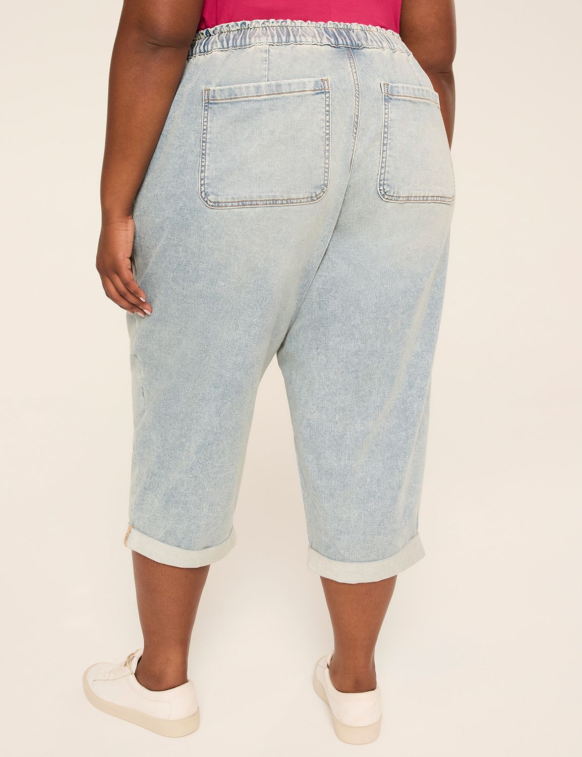 Pull-On Cloud Knit Denim Capri
