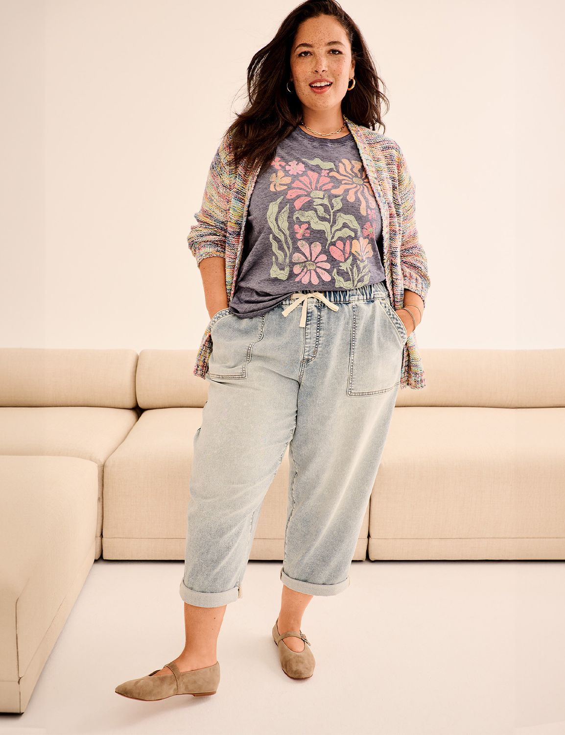 PULL ON CAPRI CLOUD KNIT DENIM - VO Product Image 4