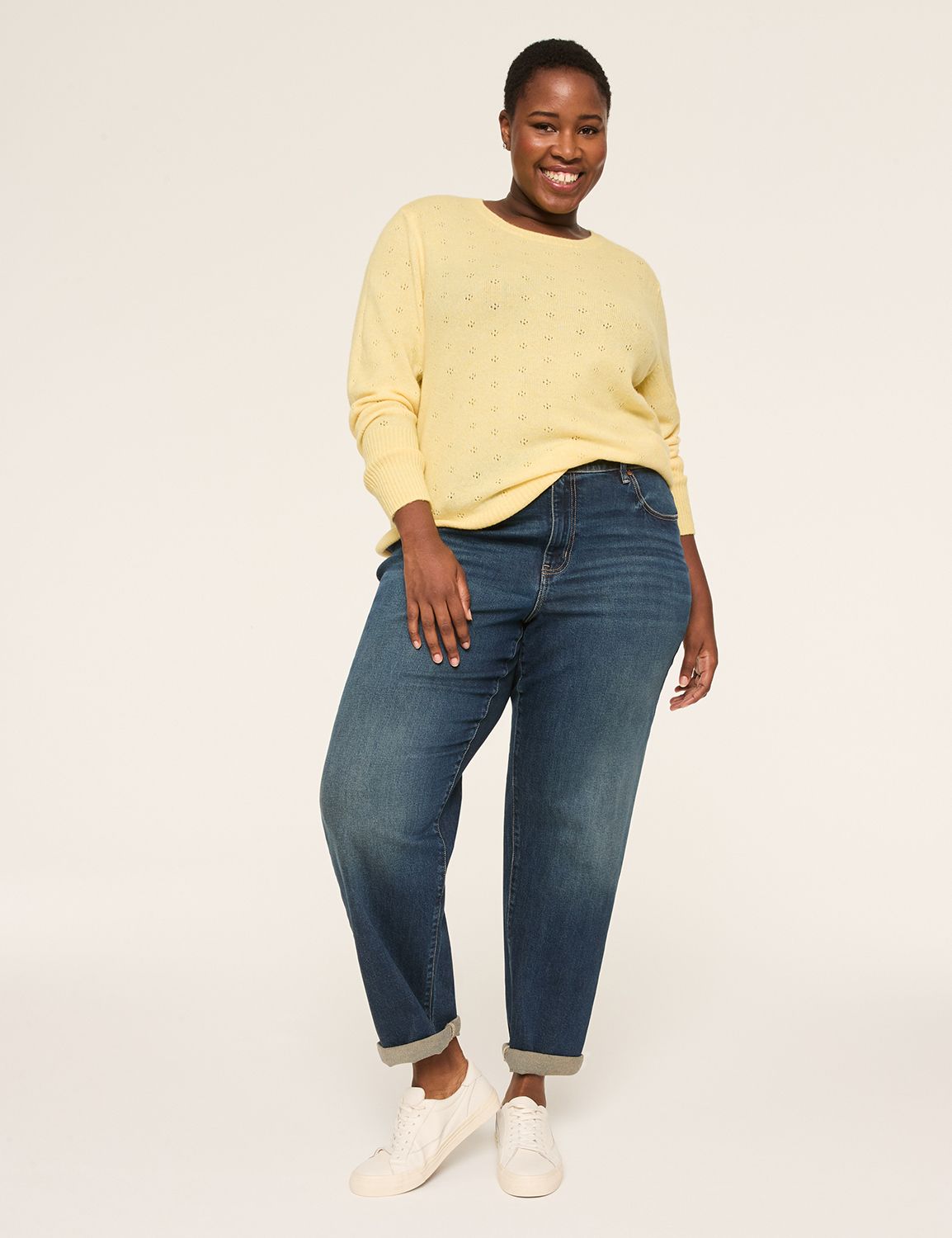 Classic Long Sleeve Pointelle Pullo Product Image 3