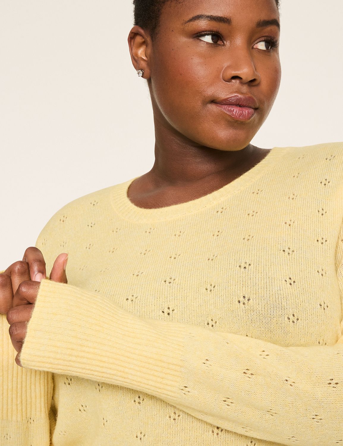 Classic Long Sleeve Pointelle Pullo Product Image 4