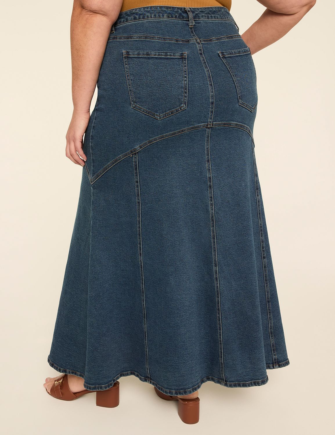 Fit & Flare Denim Maxi Skirt