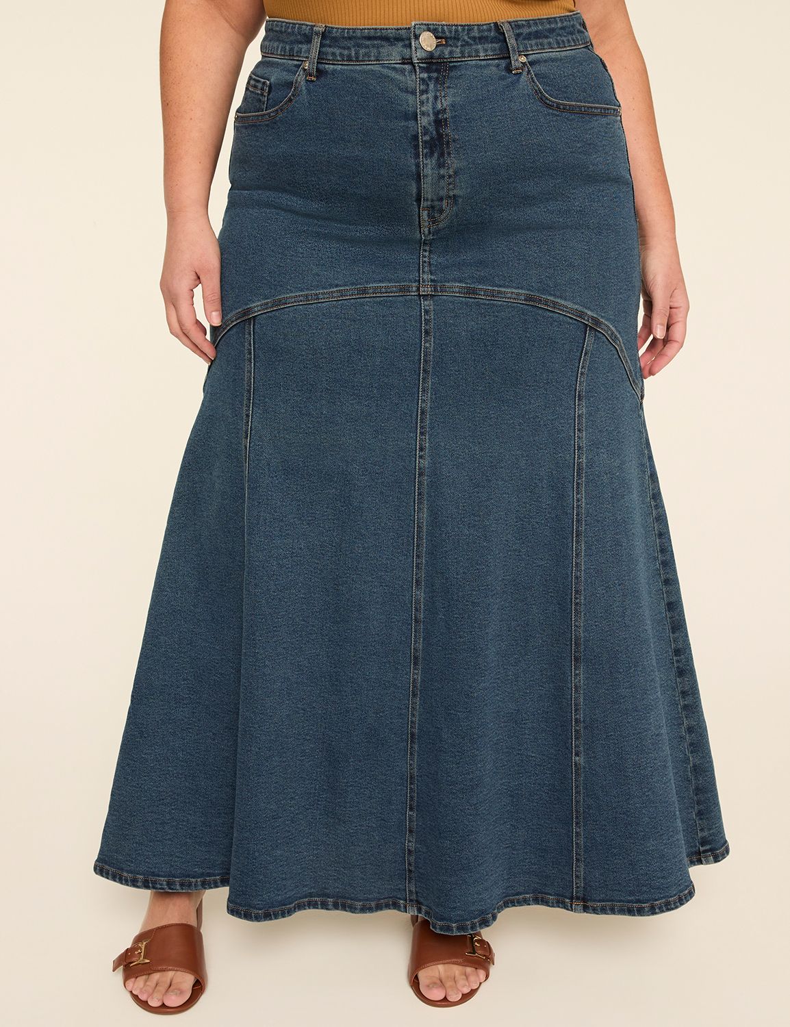 FIT AND FLARE DENIM SKIRT  - NINA W Product Image 3
