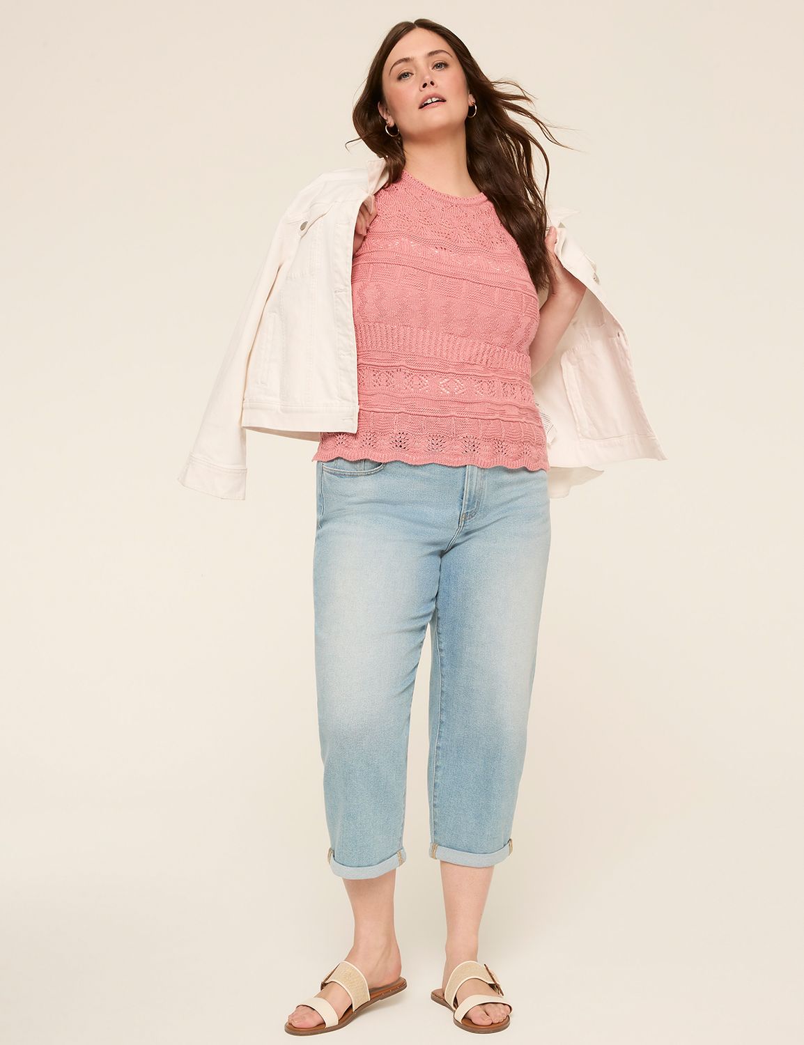 Classic Short Sleeve Pointelle Pull Product Image 3