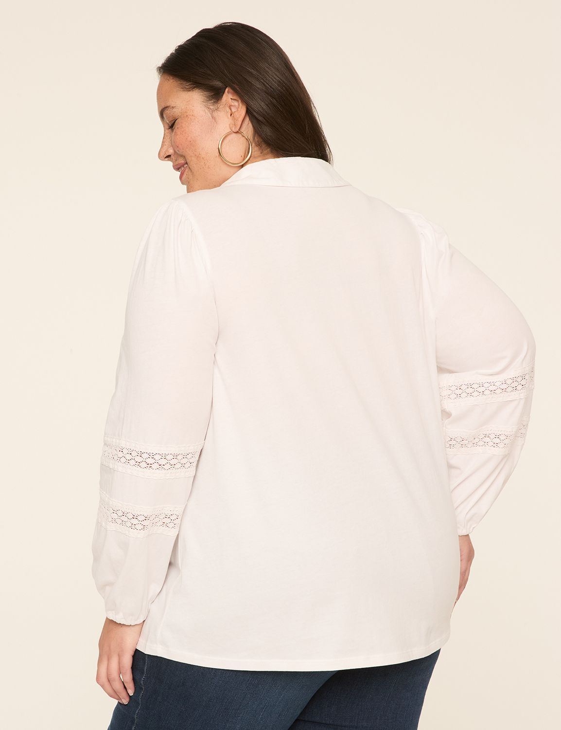 Long-Sleeve Notched Collar Top