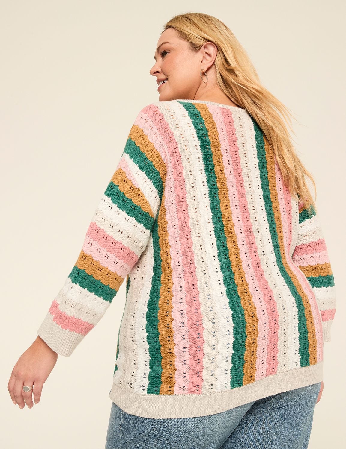 3/4 Sleeve Stitch Pullover Sweater