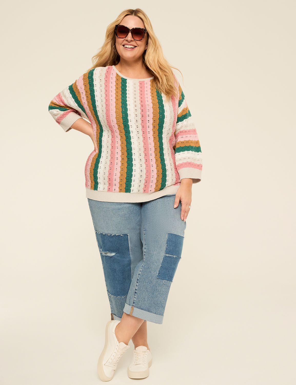 Classic 3/4 Quarter Sleeve Stripe S Product Image 3