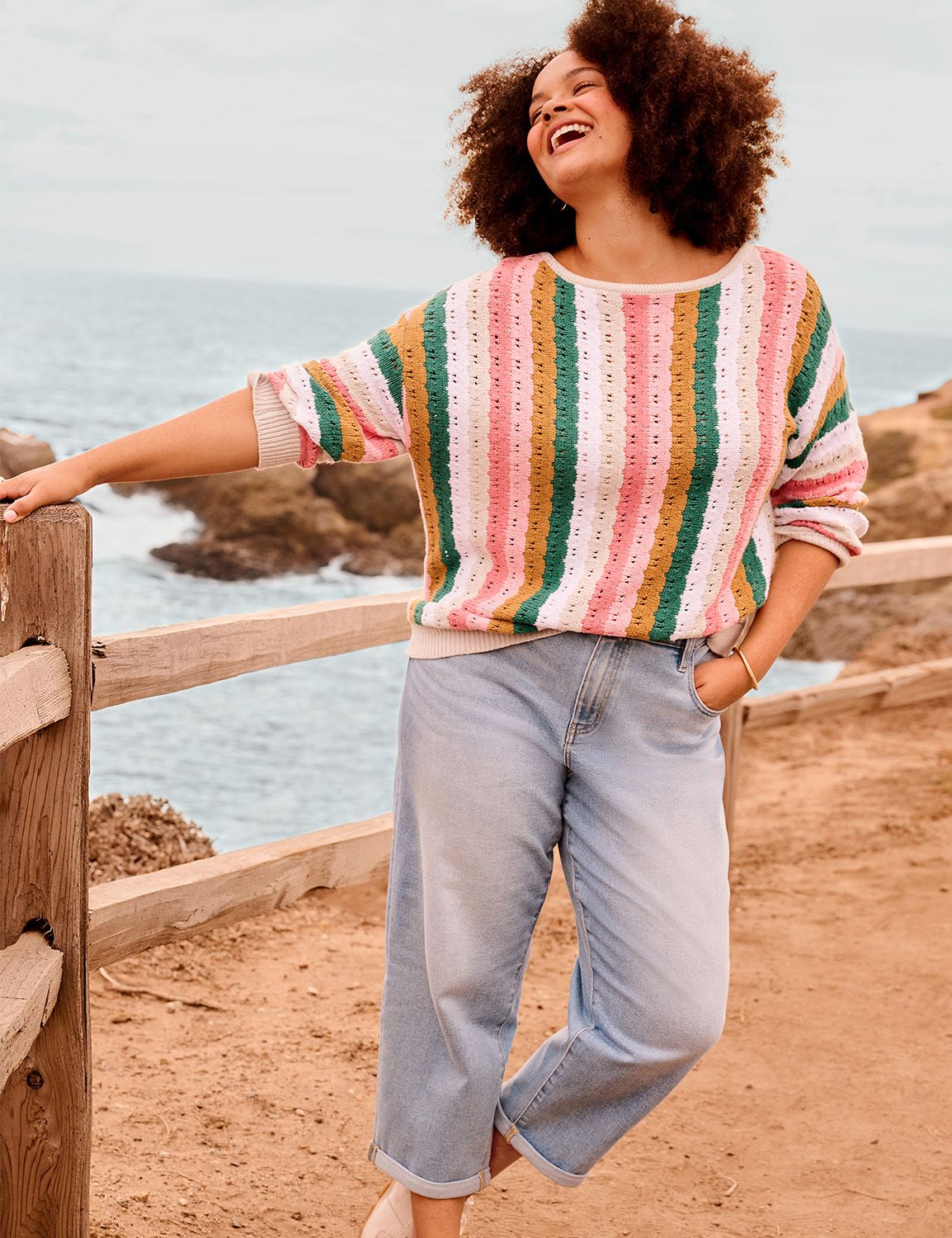 Classic 3/4 Quarter Sleeve Stripe S Product Image 4
