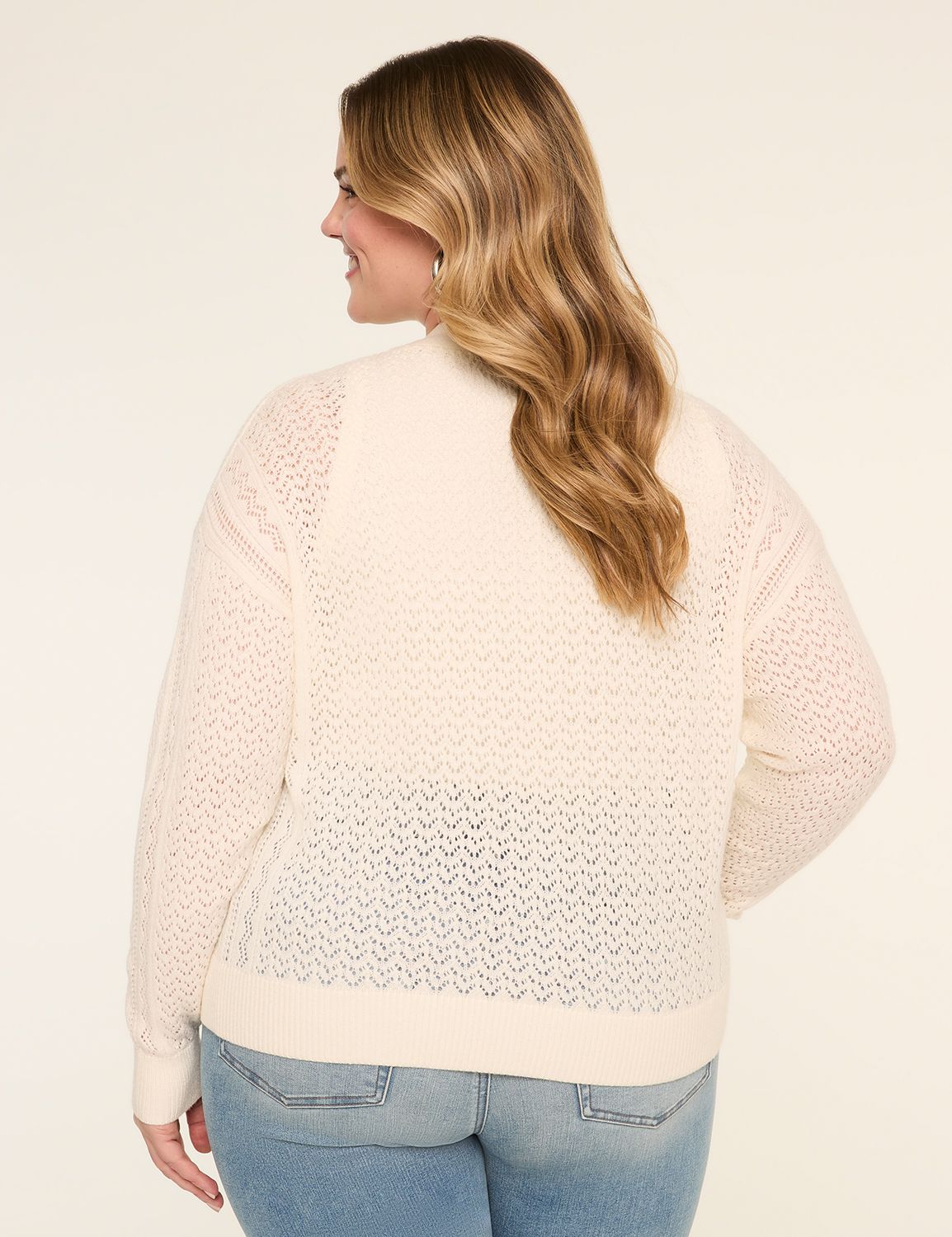 Classic Pointelle Open-Front Cardigan