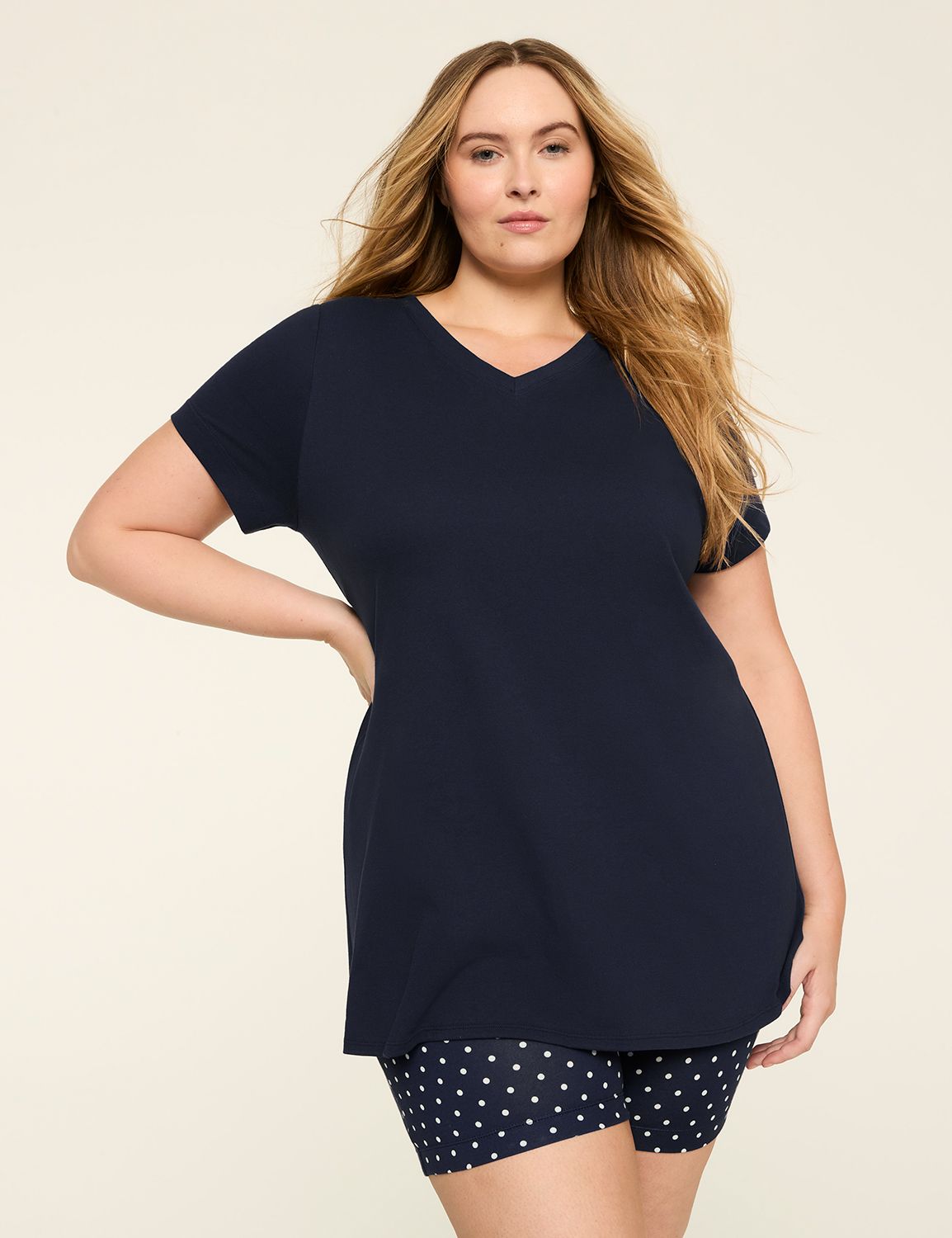Comfy Cotton Tunic Tee & Bike Short PJ Set