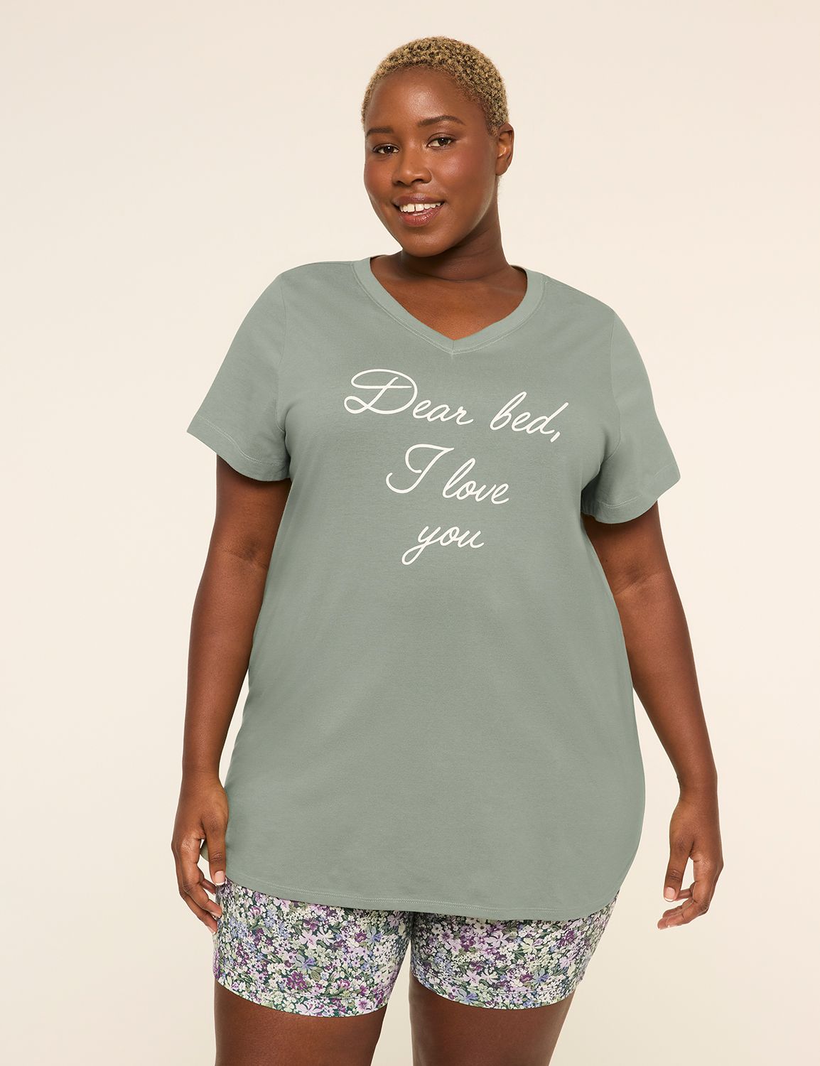 Comfy Cotton Tunic Tee & Bike Short PJ Set