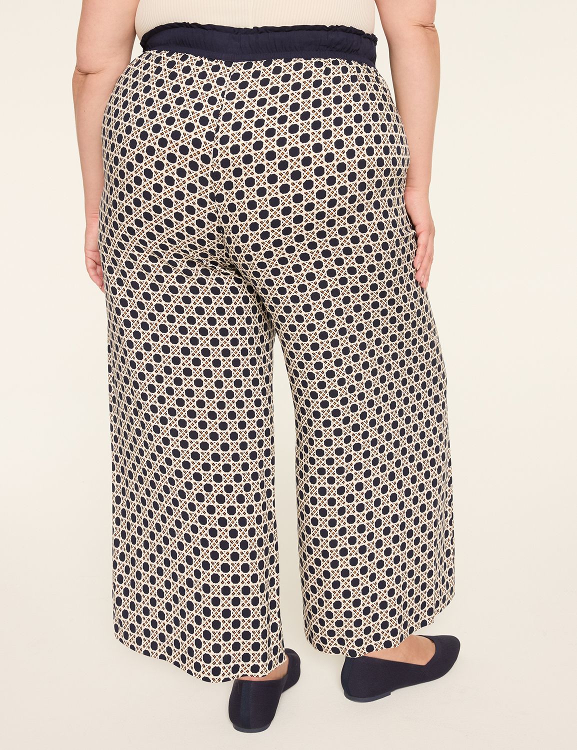 Printed Paperbag Waist Wide Leg Pant