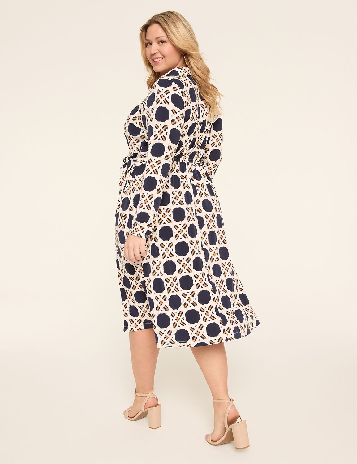 Long-Sleeve Faux-Wrap Jersey Dress