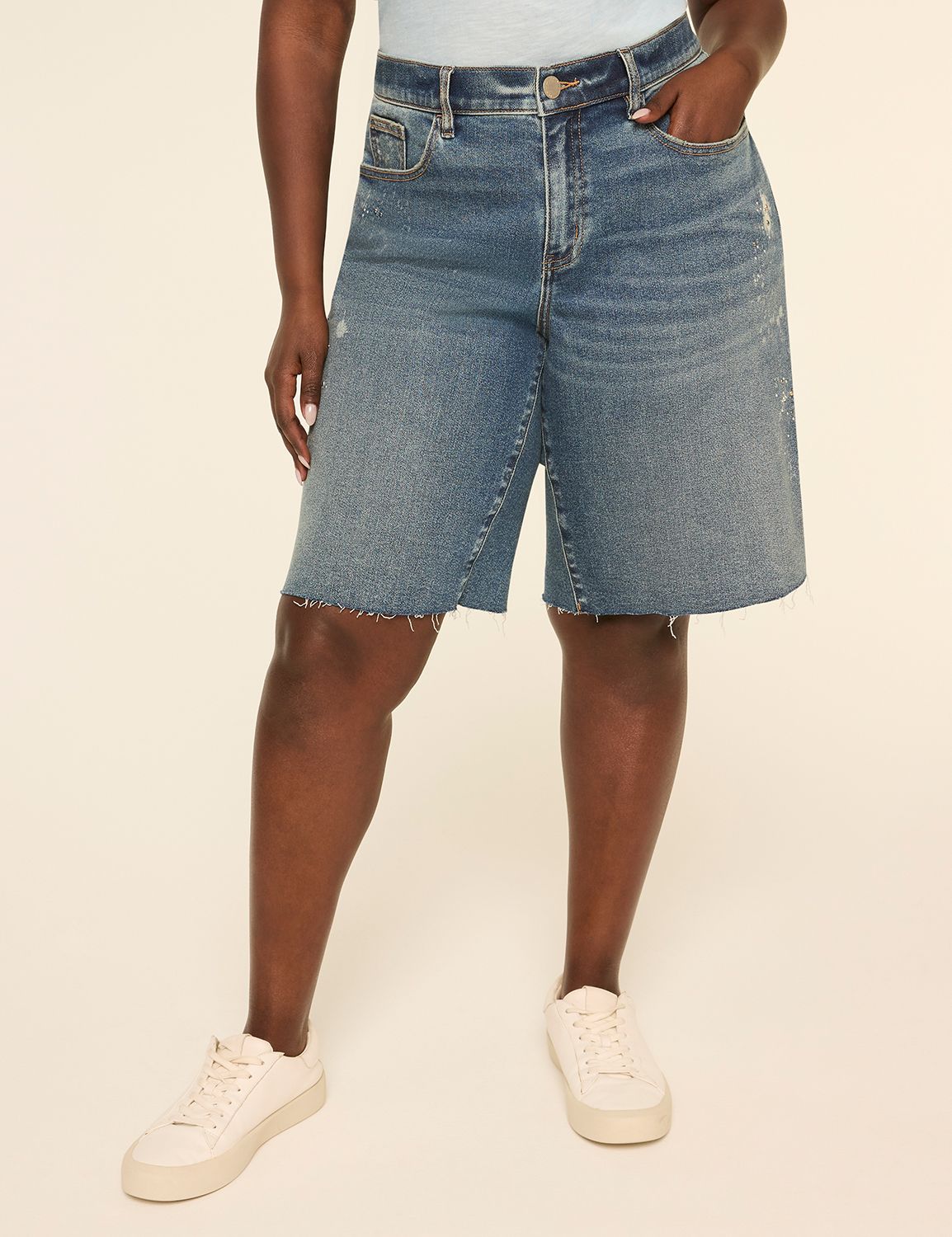 Rhinestone Embellished Relaxed 10" Bermuda Short