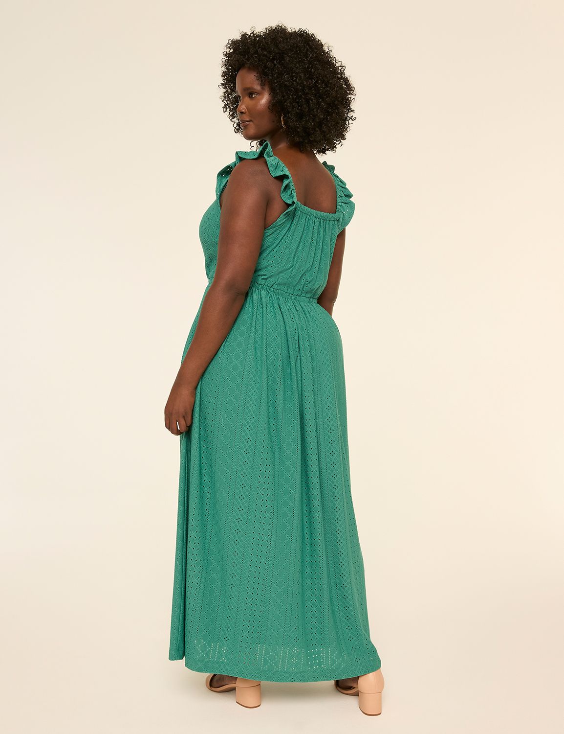 Square-Neck Flutter Sleeve Maxi Dress