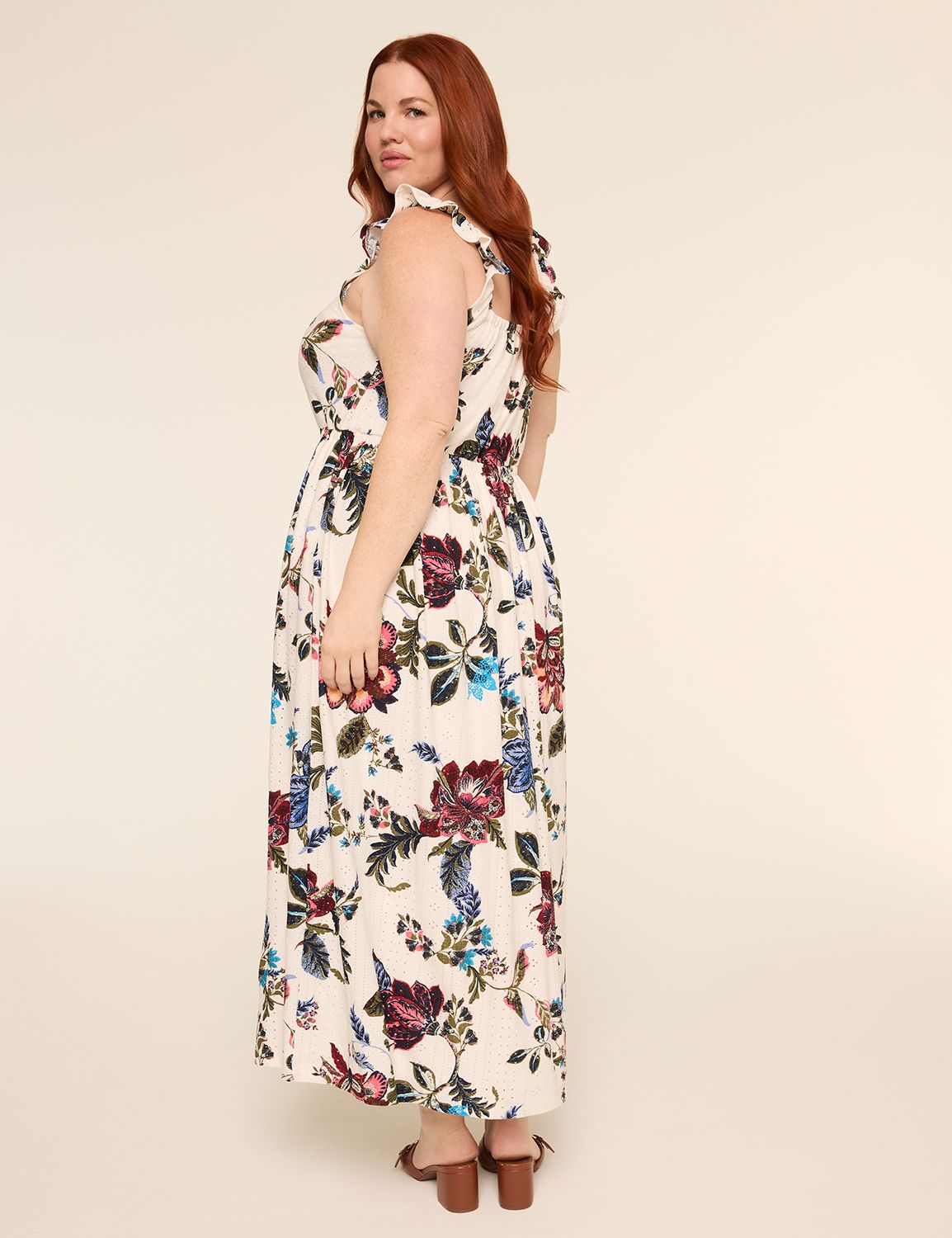 Square-Neck Flutter Sleeve Maxi Dress
