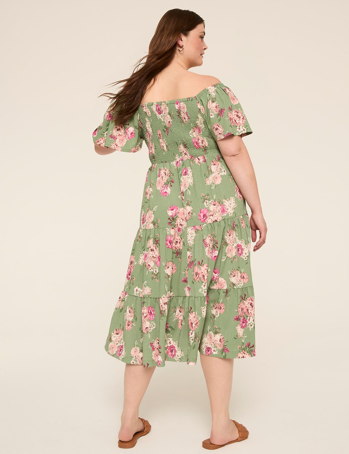 Short-Sleeve Smocked Convertible Midi Dress