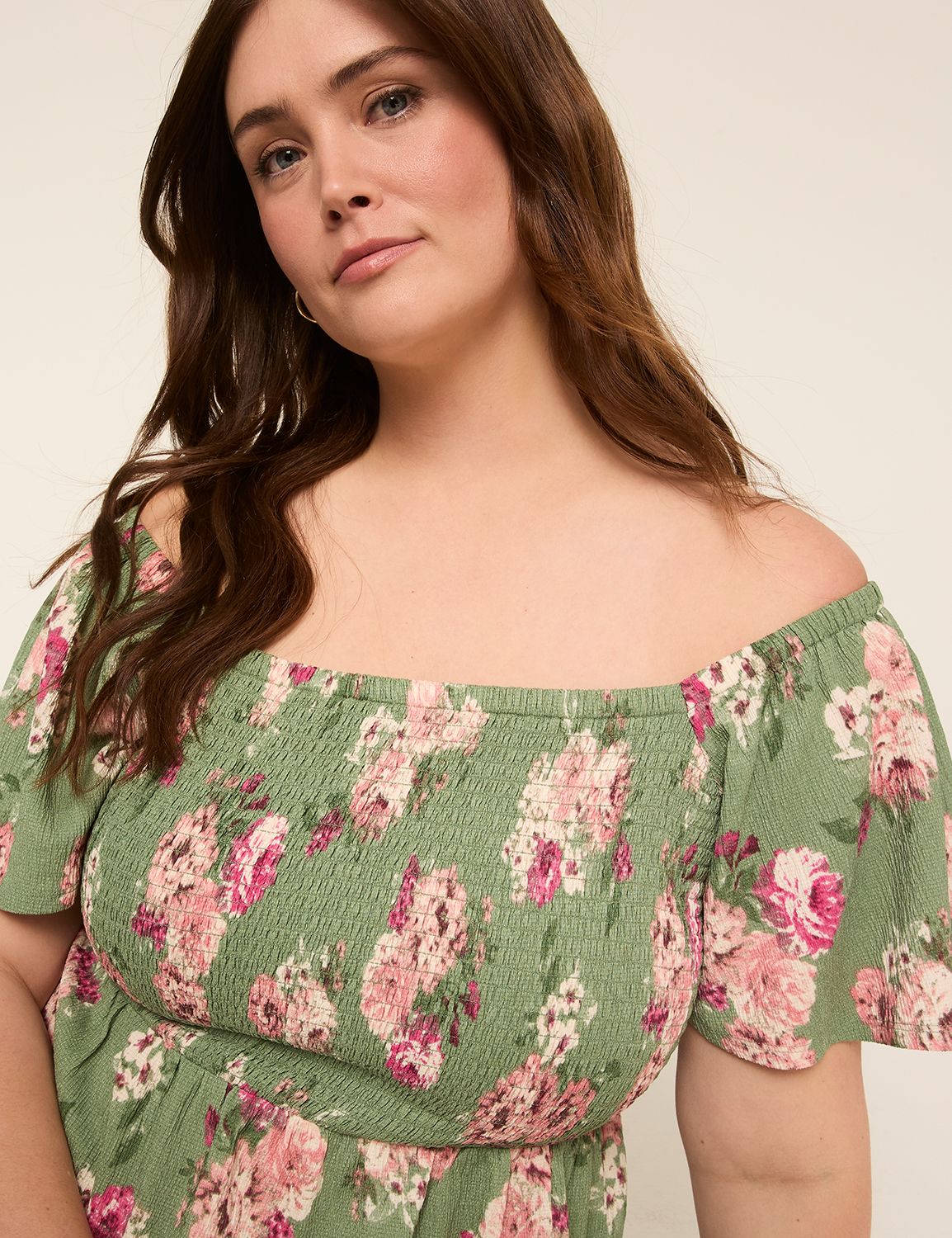 SMOCKED OTS LONG MIDI DRESS 1149410 Product Image 3
