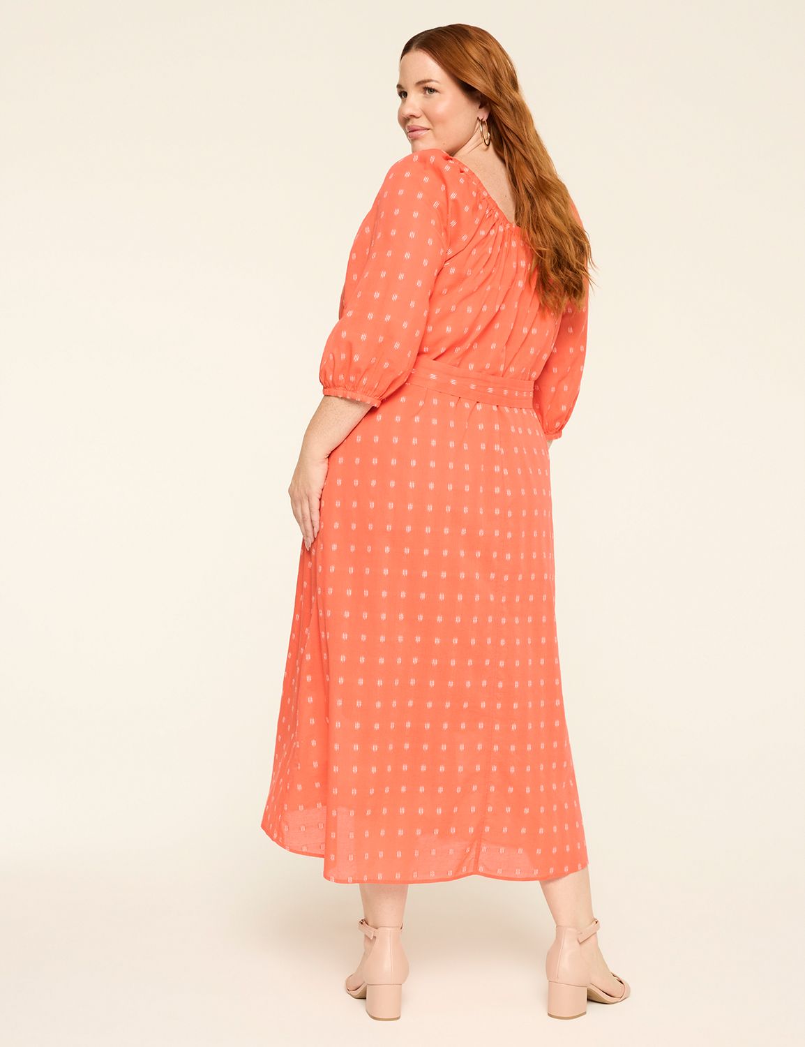 Long-Sleeve Tie-Waist Maxi Dress