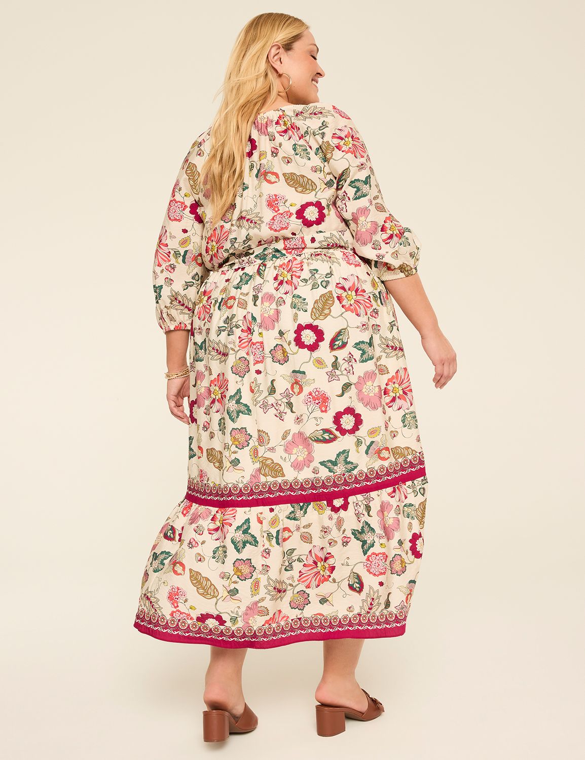 Scoop-Neck Tie-Waist Tiered Maxi Dress