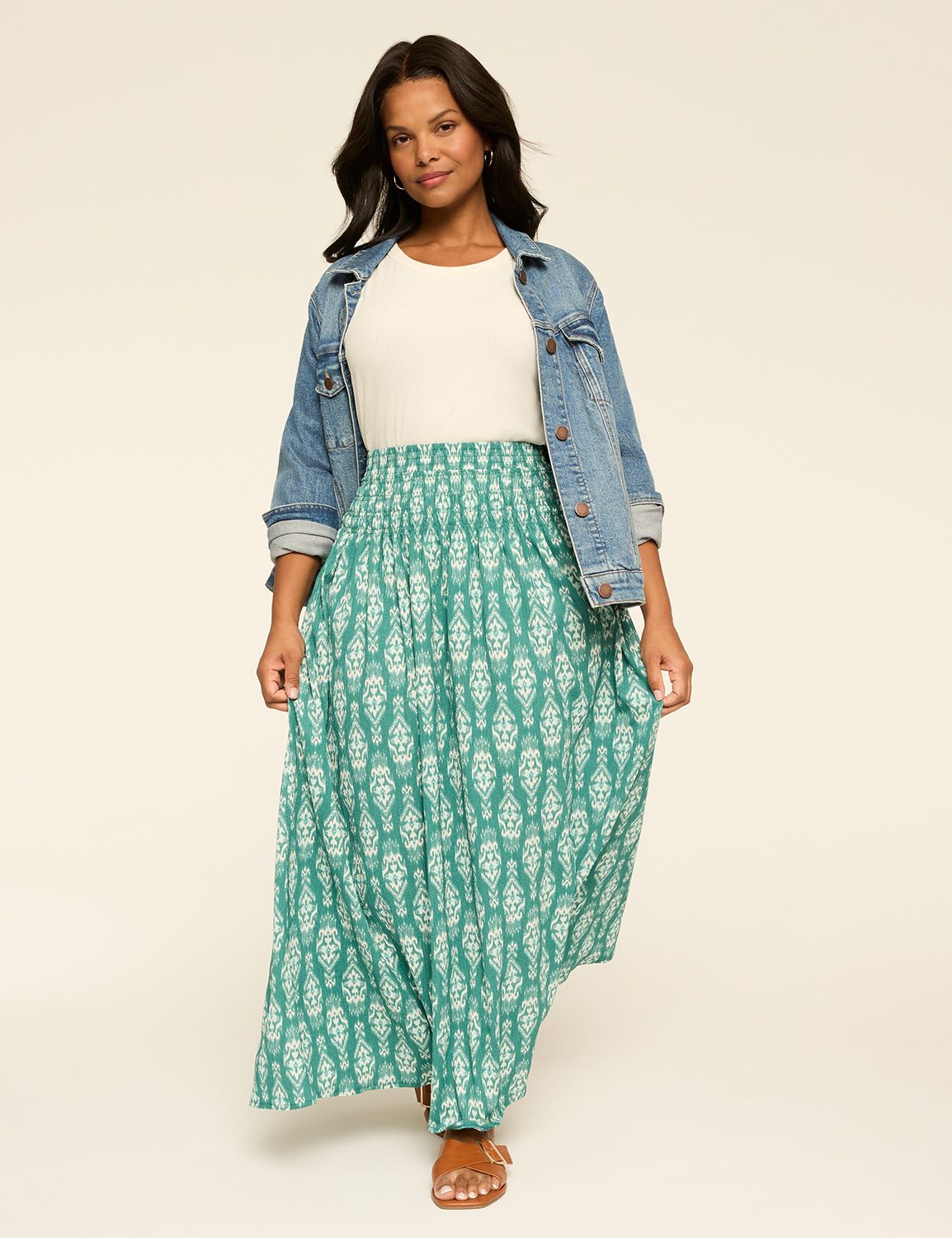 Smocked-Waist Maxi Skirt