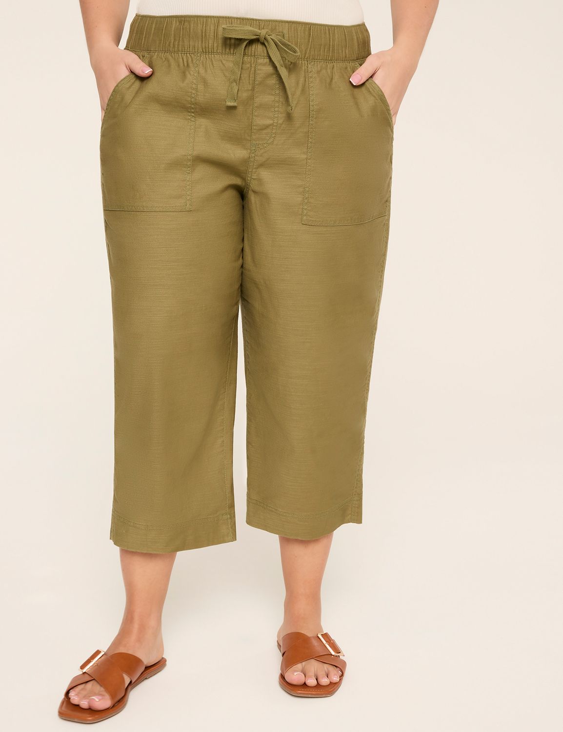 Slub Pull-On Capri Pant
