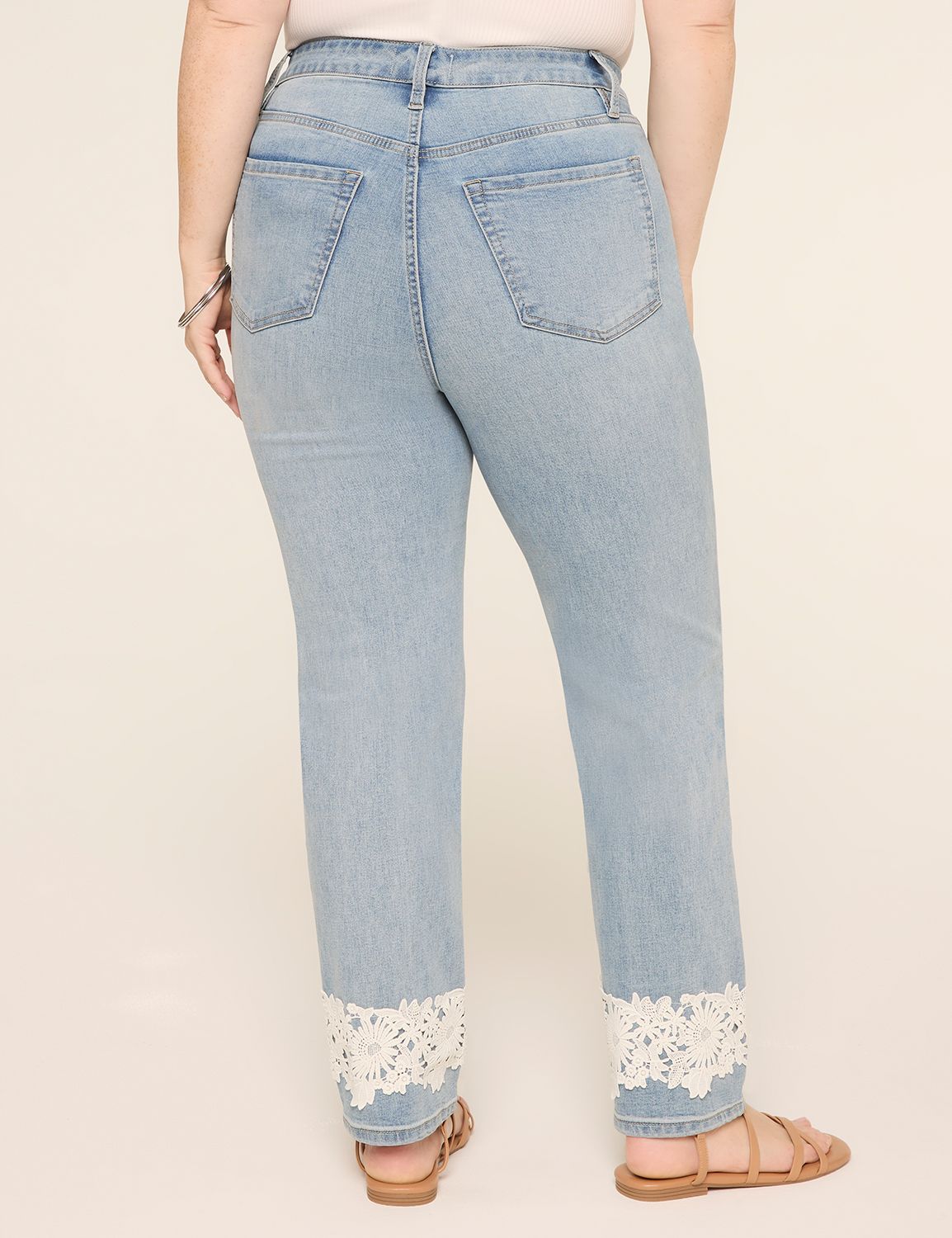 Mid-Rise Straight Lace Hem Jean