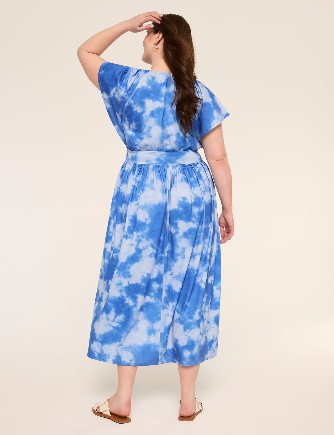 Short-Sleeve V-Neck Maxi Dress