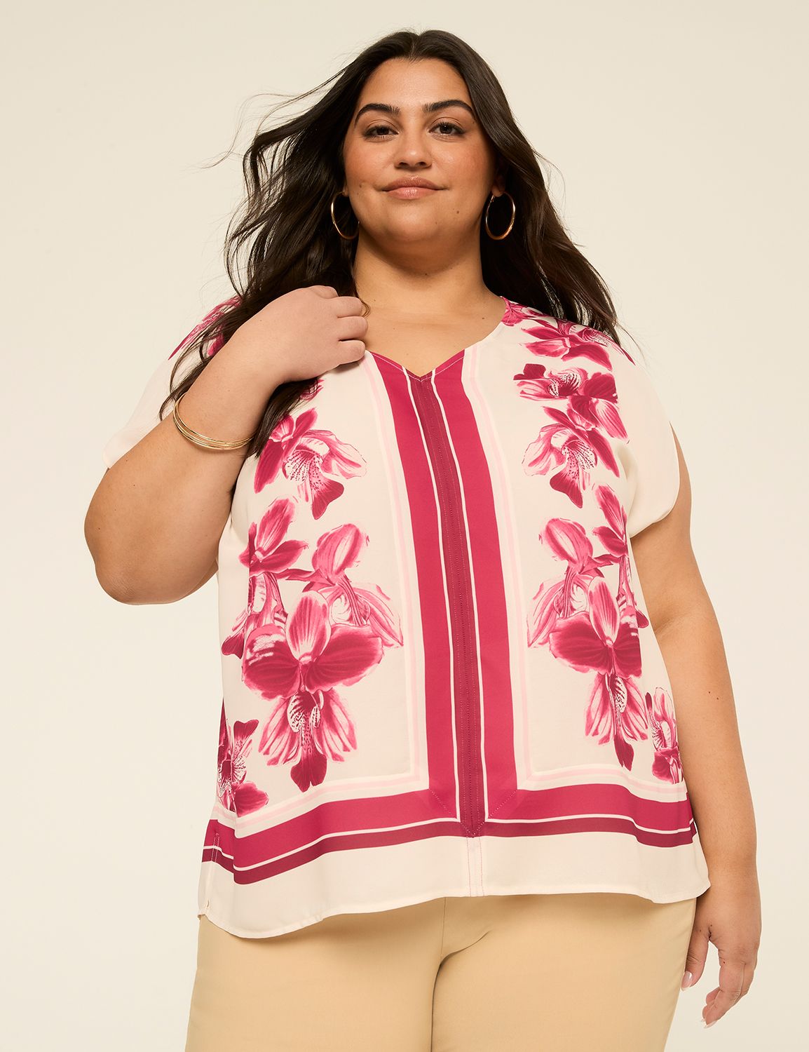 Split-Sleeve V-Neck Blouse