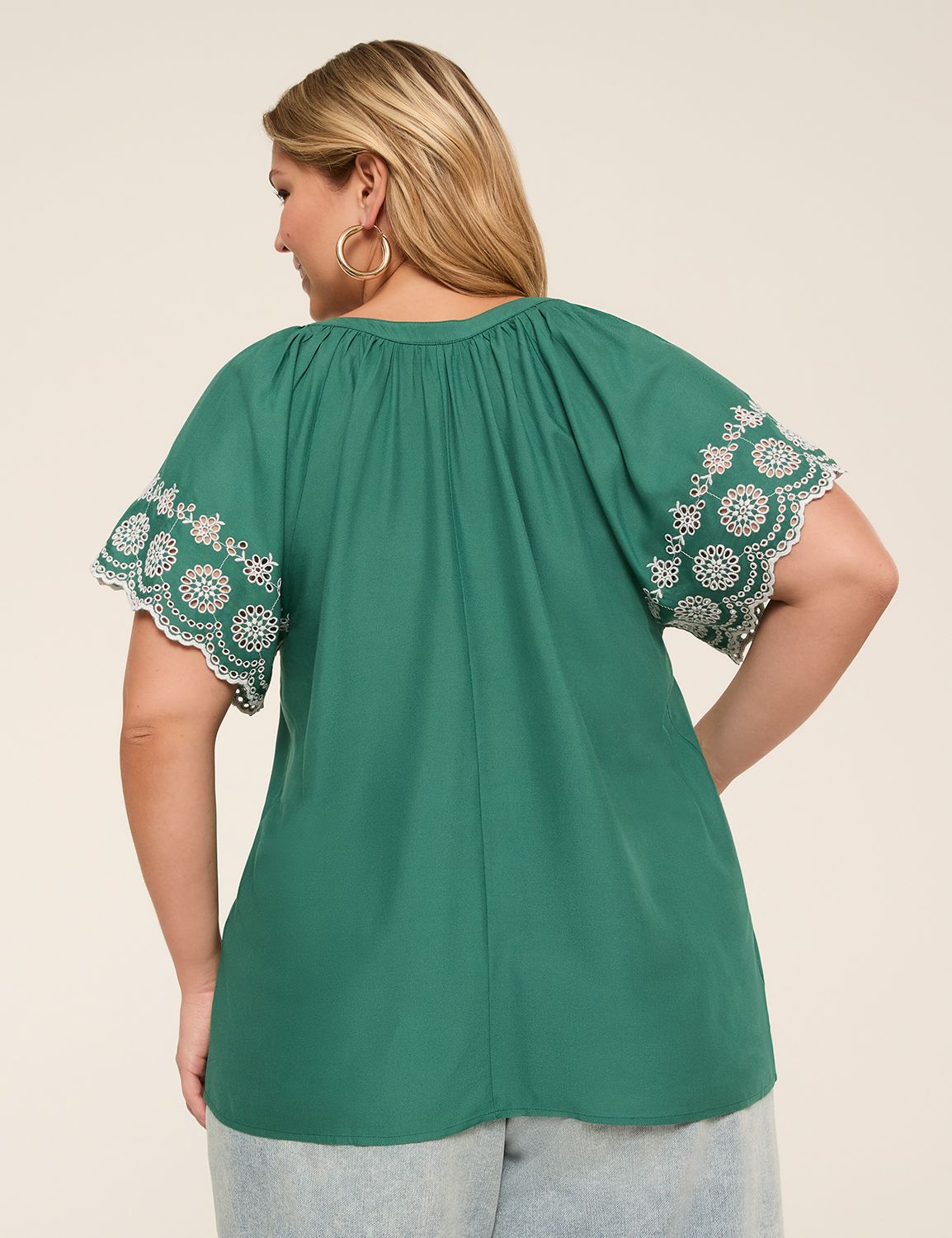 Short-Sleeve Split-Neck Top