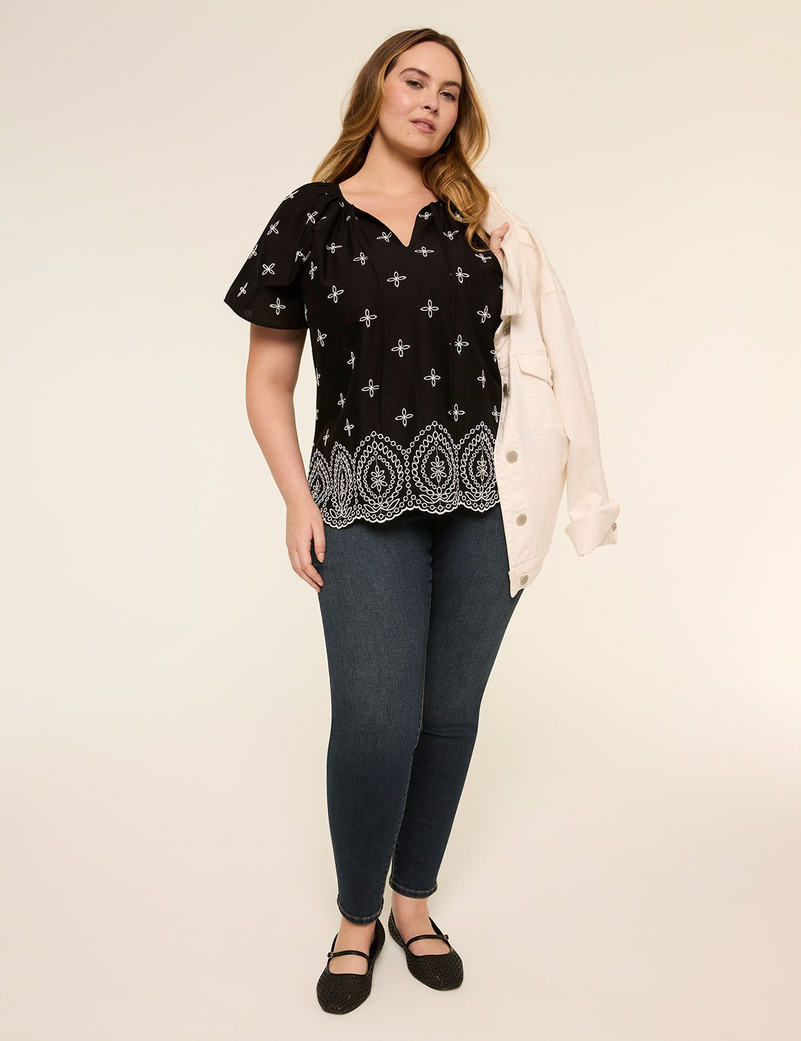 Swing Flutter Sleeve Raglan Button Product Image 3