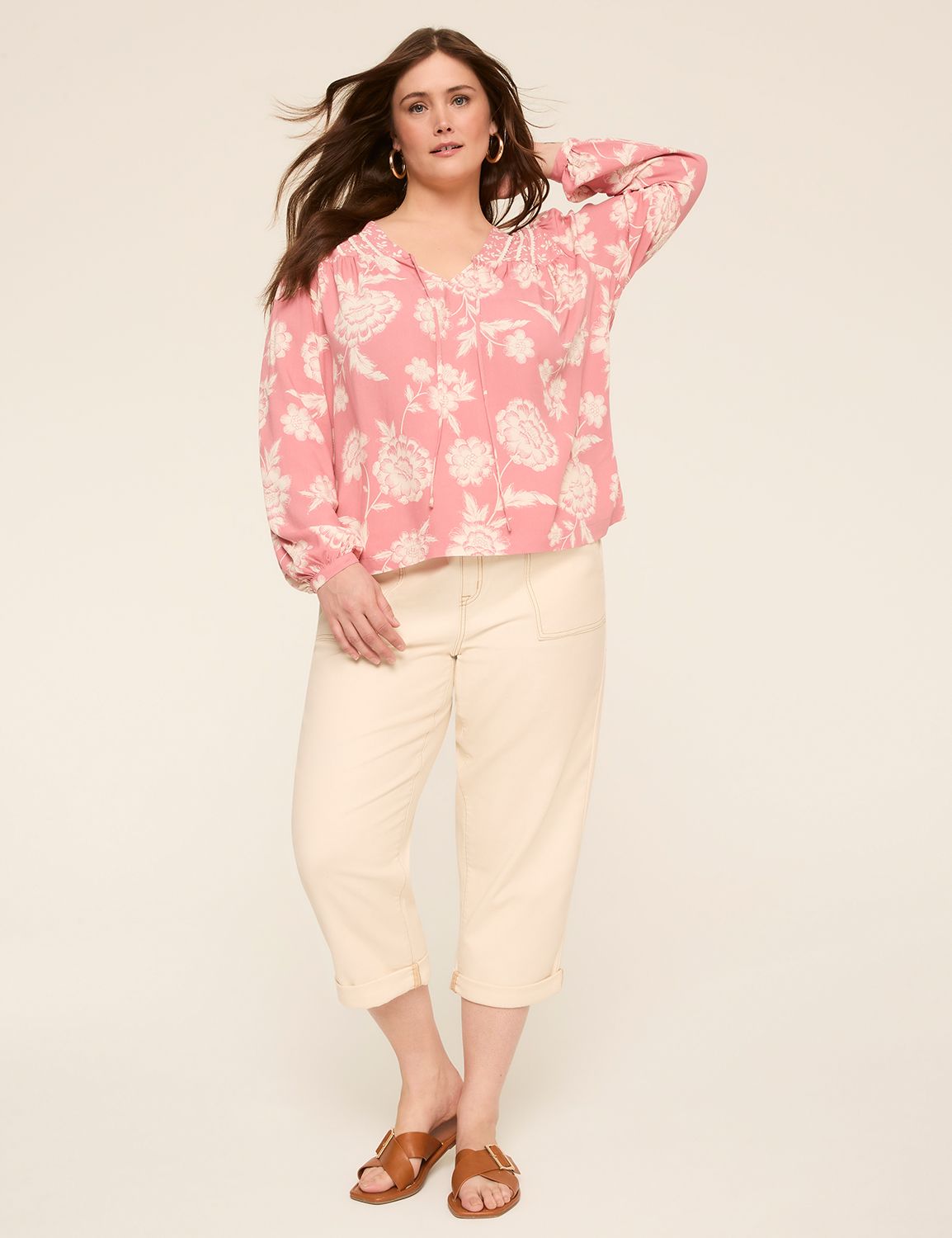 Classic LS V-Neck Popover Top 11495 Product Image 3
