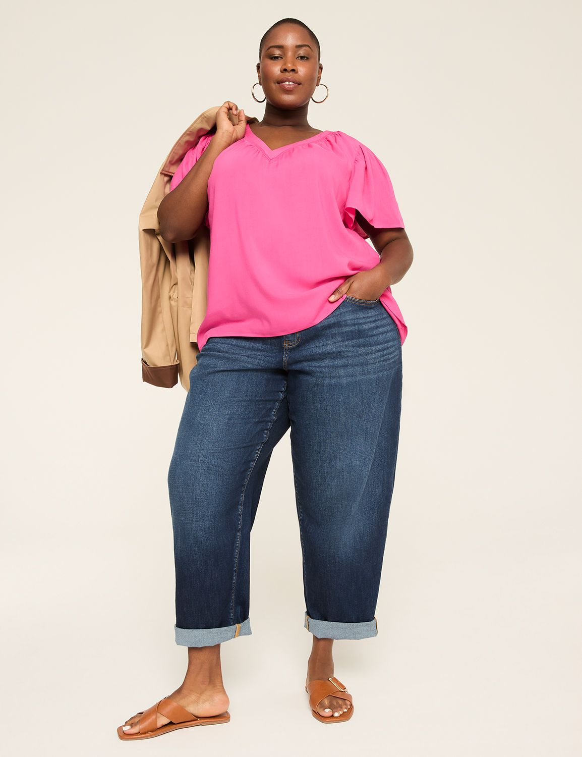 Swing Short Flutter Sleeve VNeck Po Product Image 3