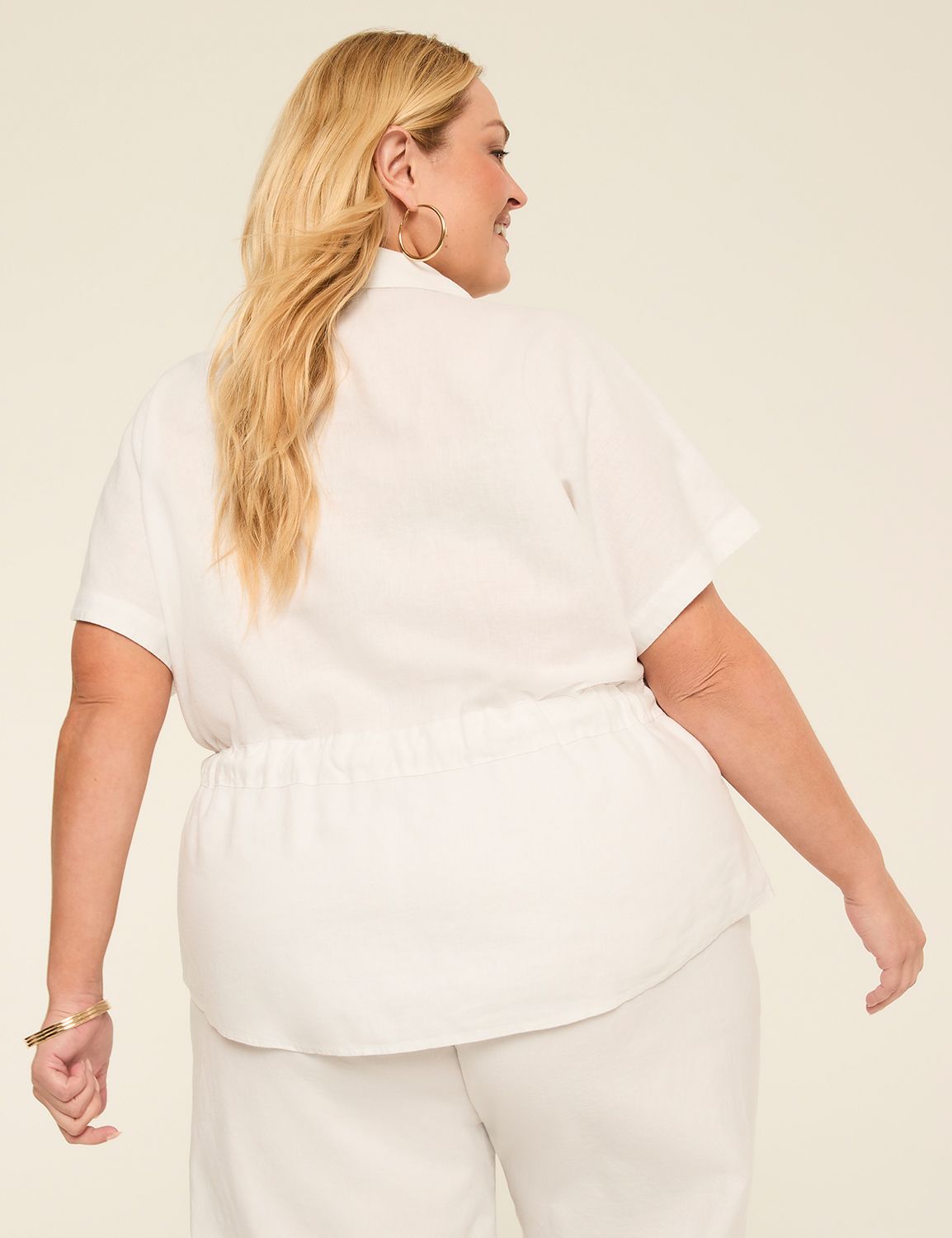 V-Neck Popover Shirt With Belted Waist