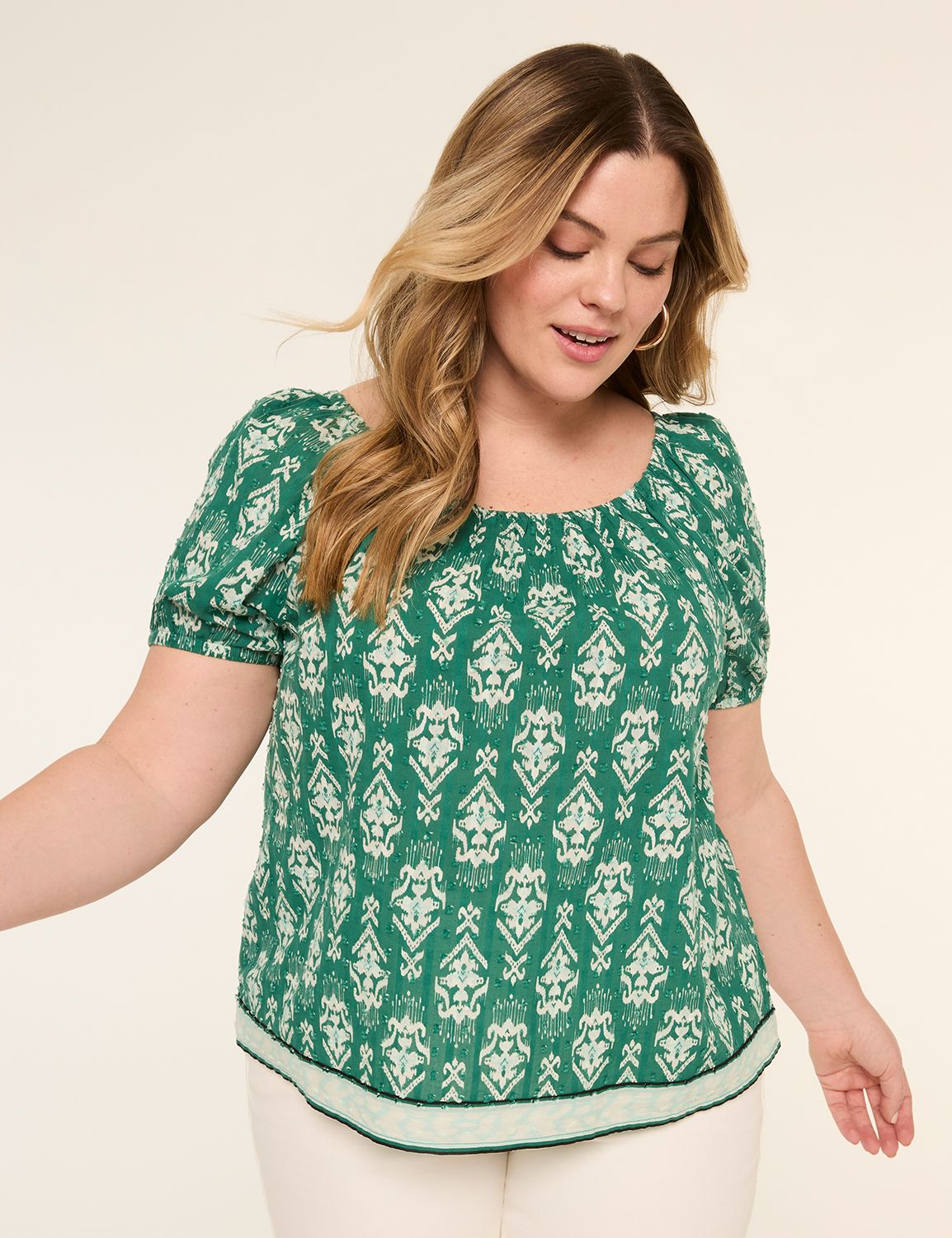 Short-Sleeve Square-Neck Top