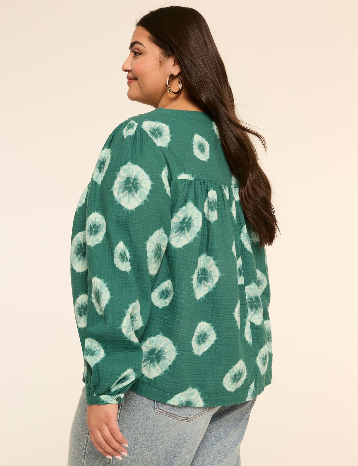 Bracelet Sleeve Tie-Neck Blouse