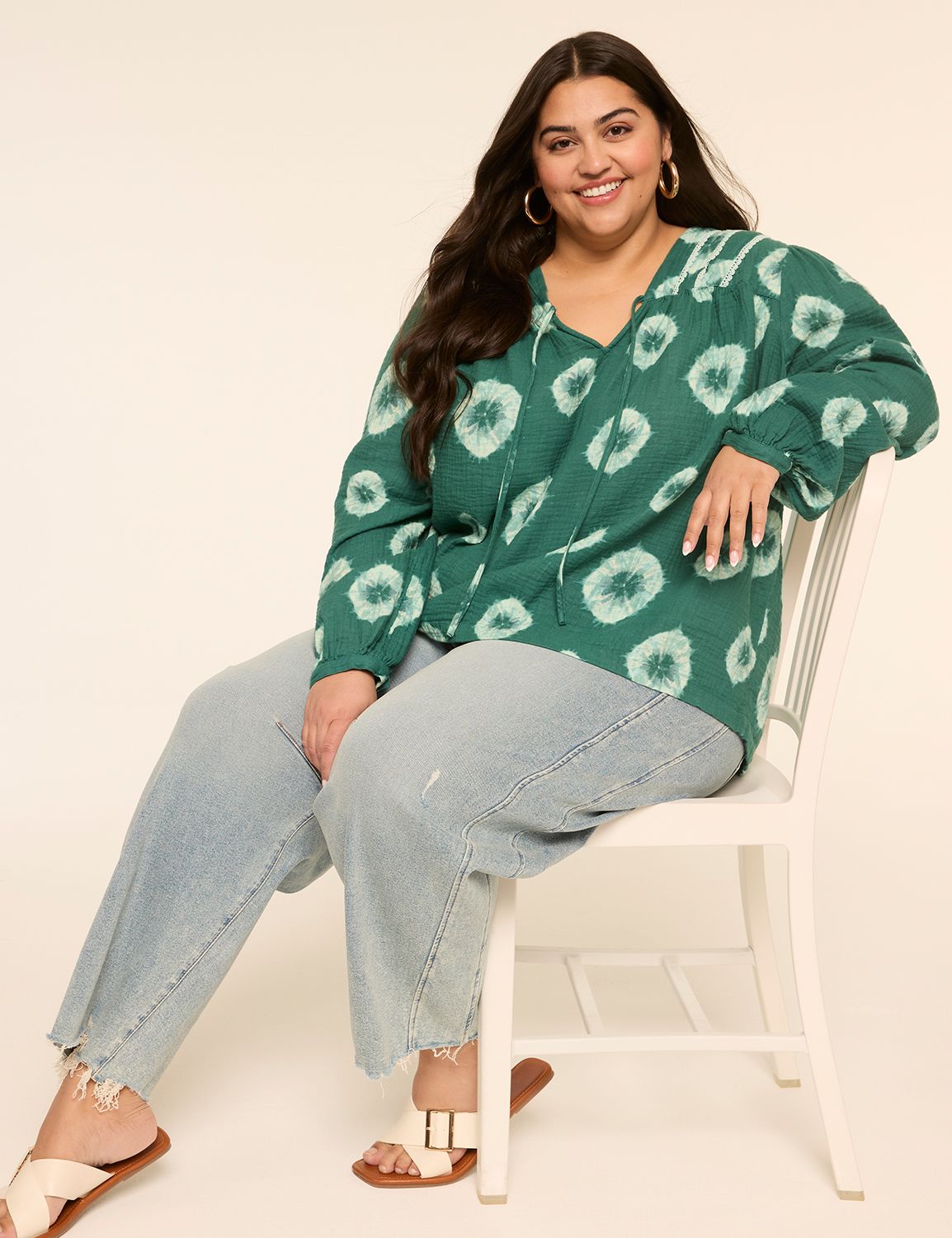 Classic Bracelet Sleeve V Neck Blou Product Image 3