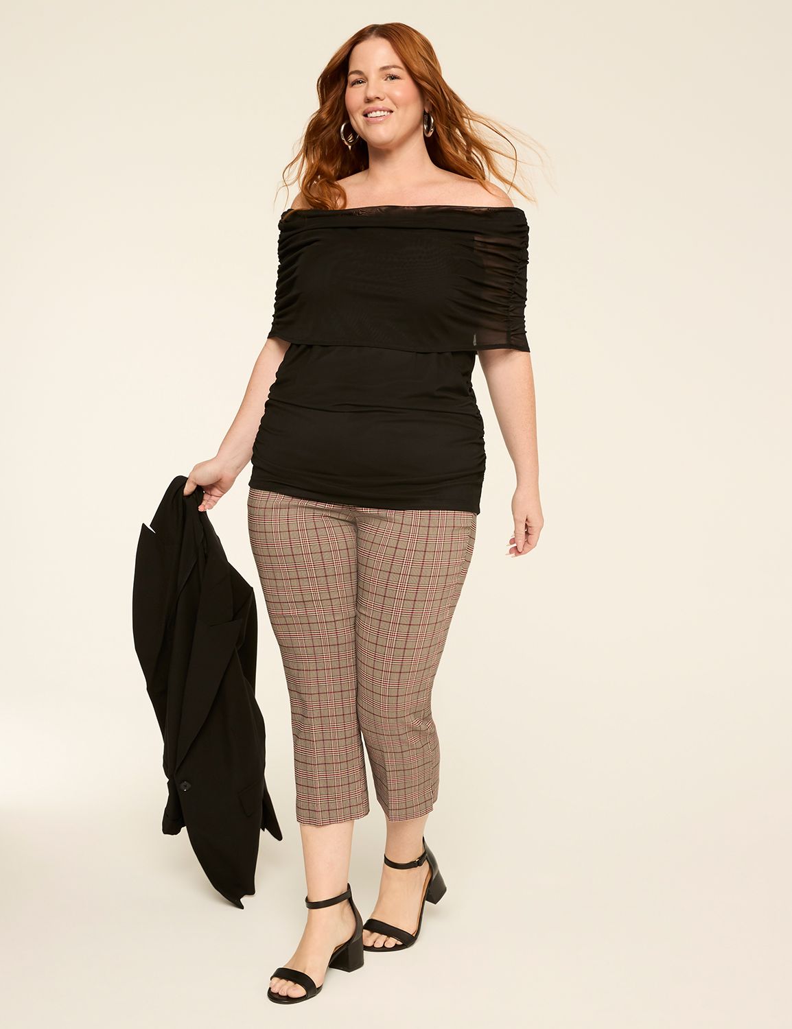 Off the Shoulder Side Ruched Mesh T Product Image 3