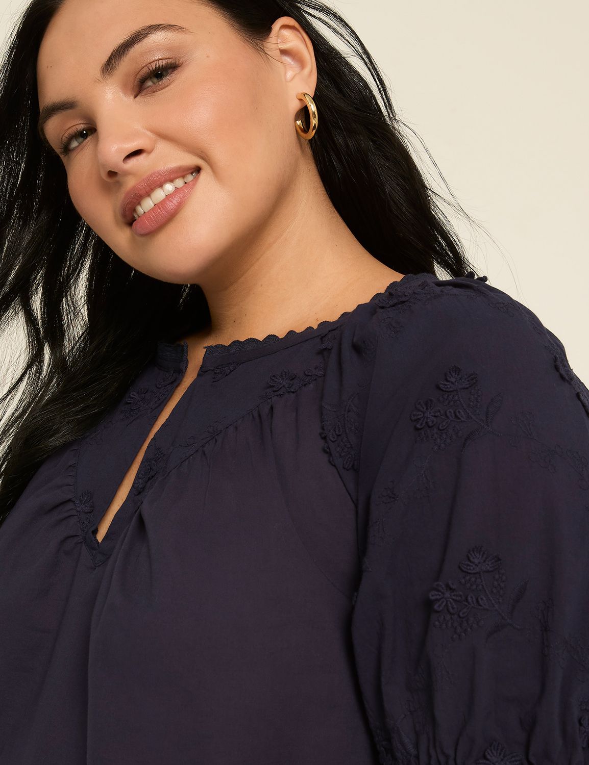 Swing Short Puff Sleeve Notched Nec Product Image 4