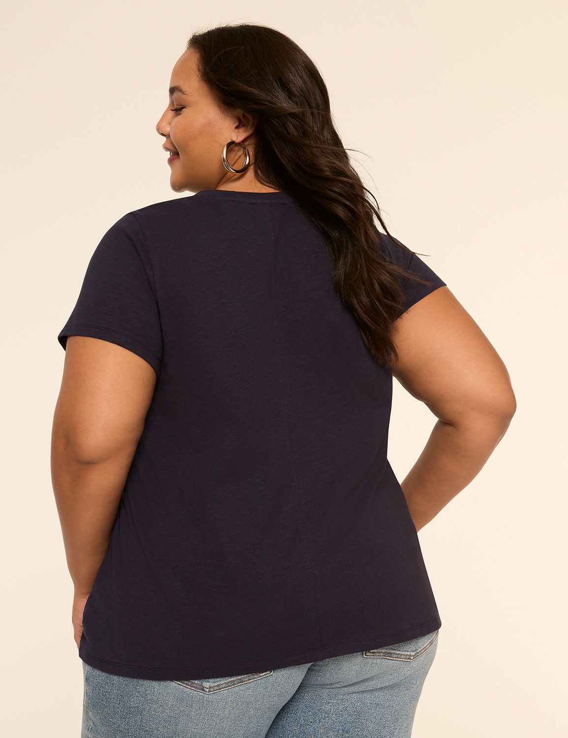 Short-Sleeve V-Neck Smocked Top