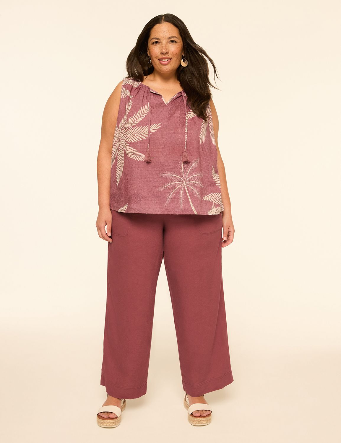 Linen Mid Rise Wide Leg Pant F 1151 Product Image 3
