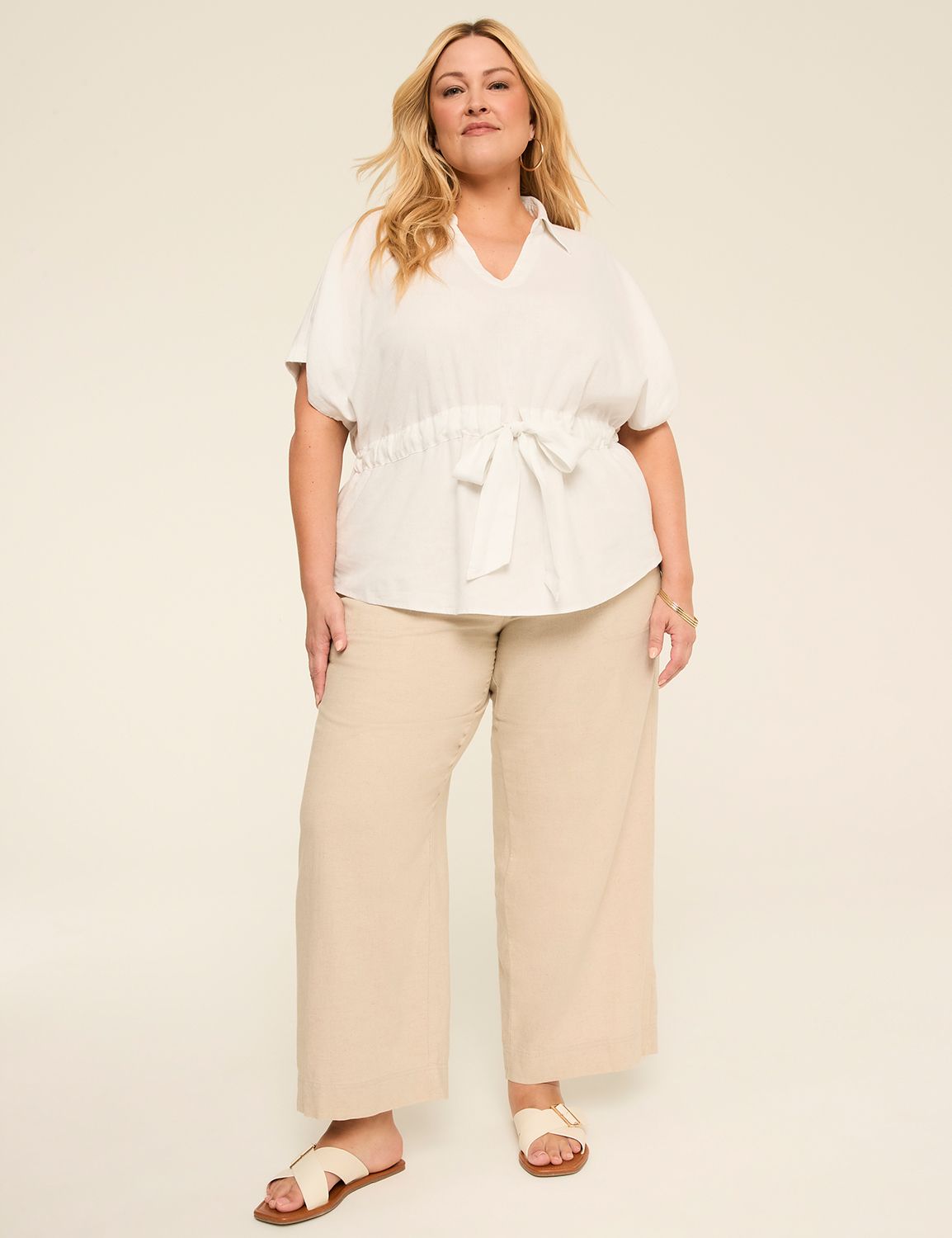 Linen Mid Rise Wide Leg Pant S 1149 Product Image 3