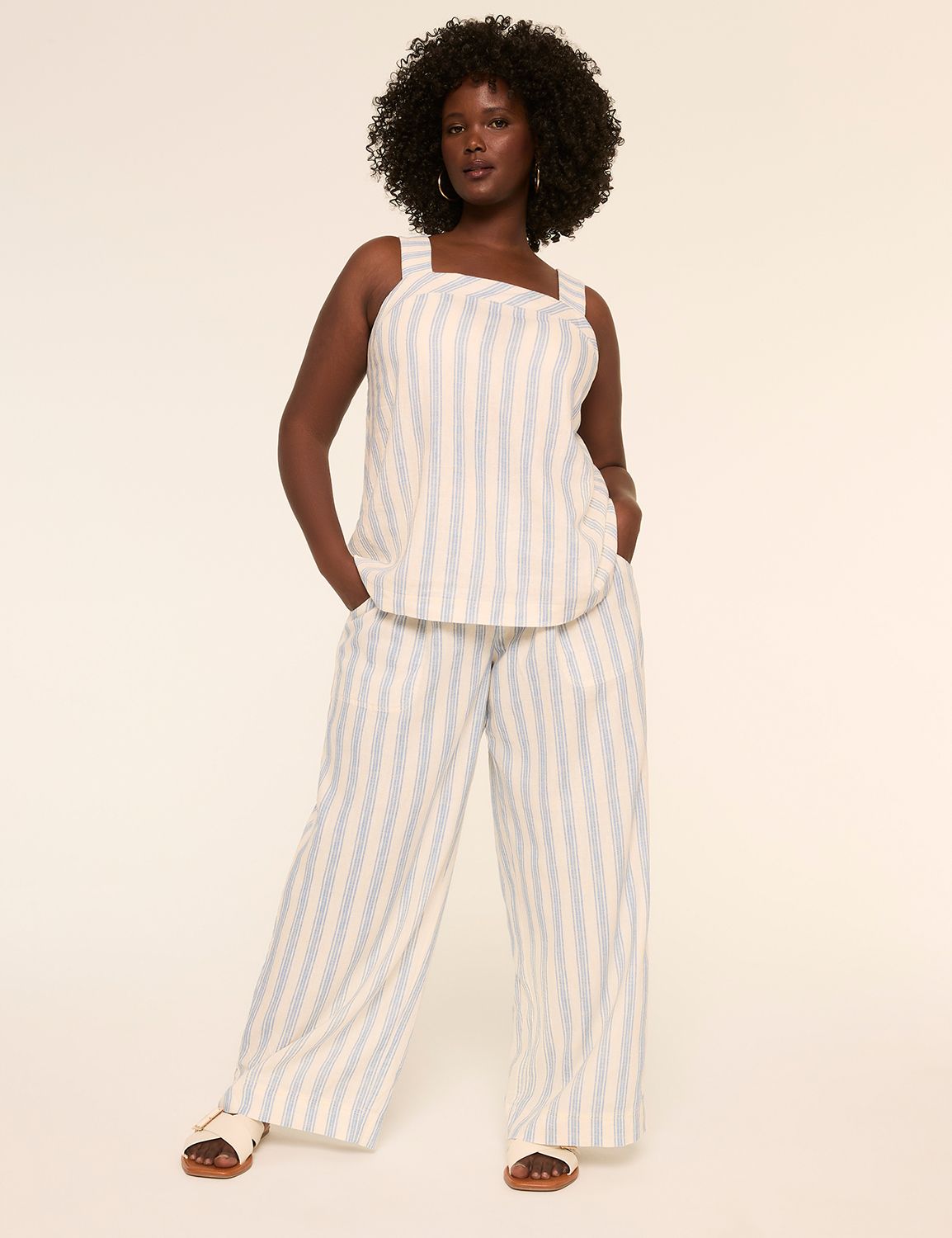 Linen Mid Rise Wide Leg Pant S 1149 Product Image 3