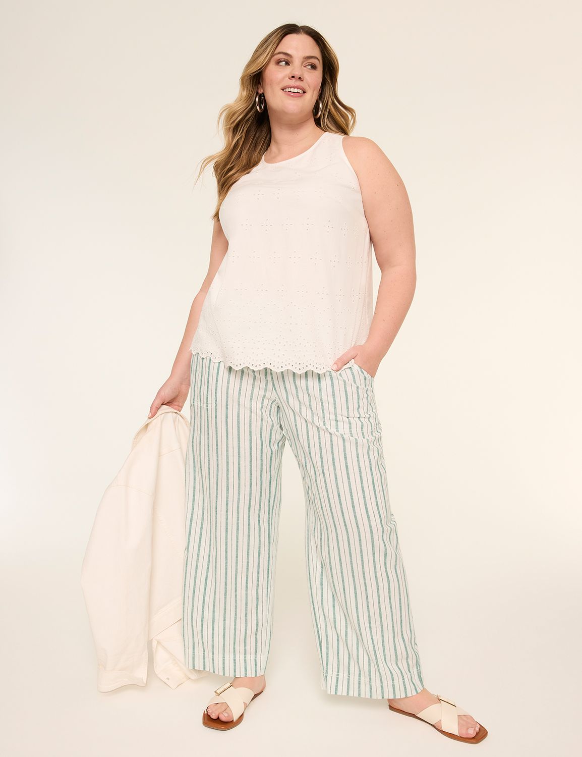 Linen Mid Rise Wide Leg Pant S 1149 Product Image 3