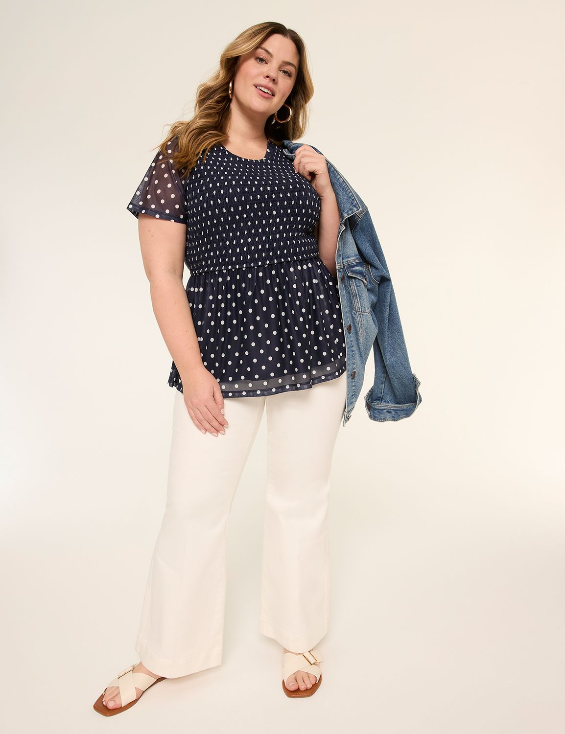 Short Sleeve Smocked Body Peplum Me Product Image 3